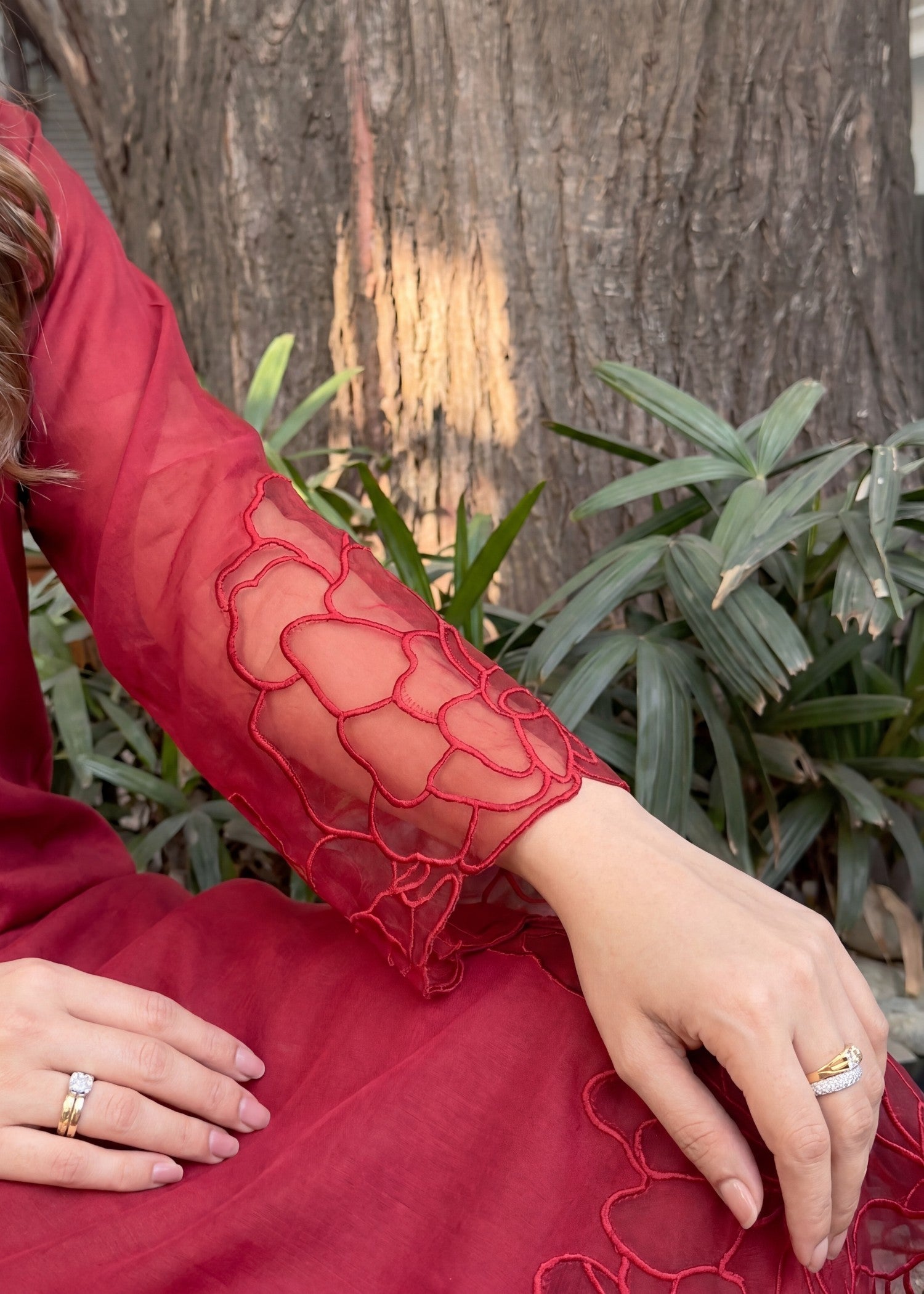 lawn Kurta Set in Maroon, wine