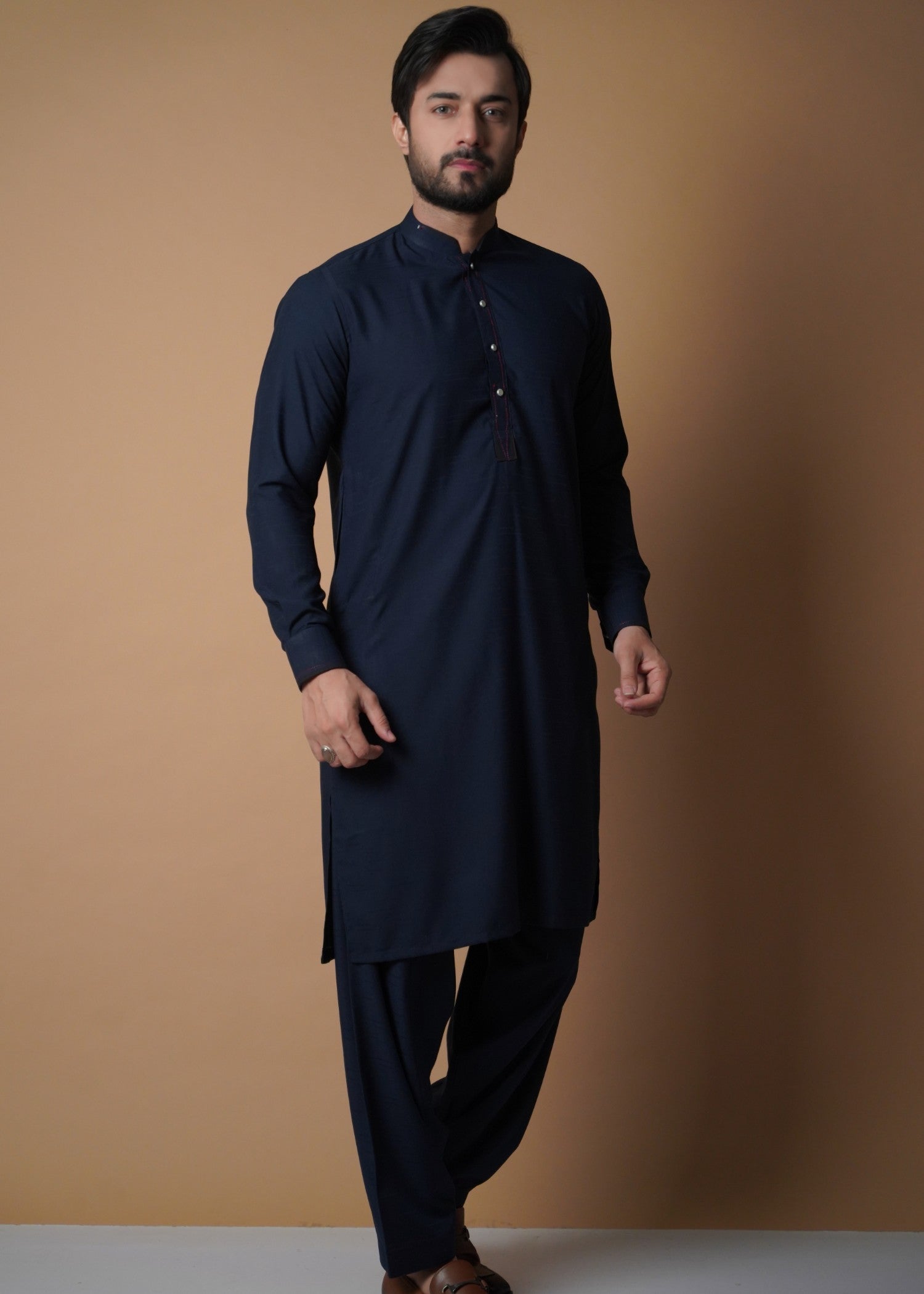 cotton viscose Shalwar Kameez in Navy blue