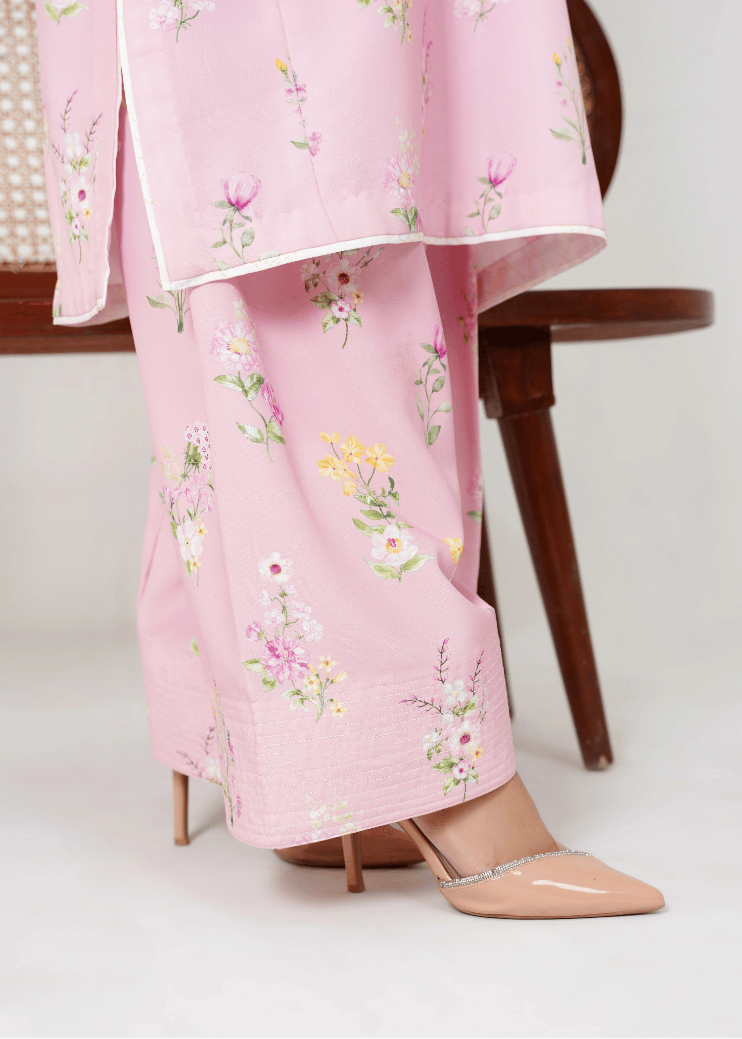 poly lawn Co Ord Sets in Pastel pink