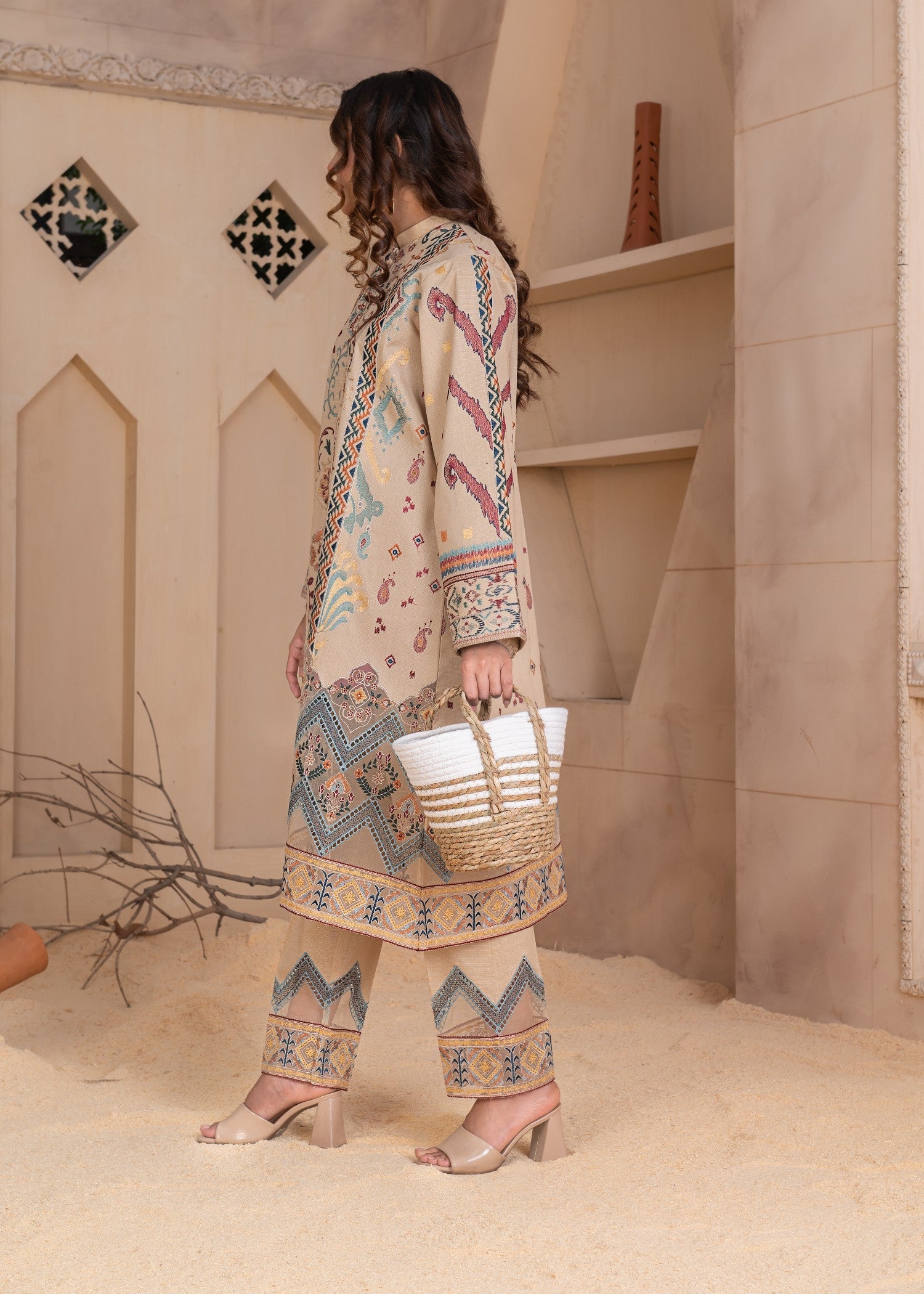 lawn Gown in Beige
