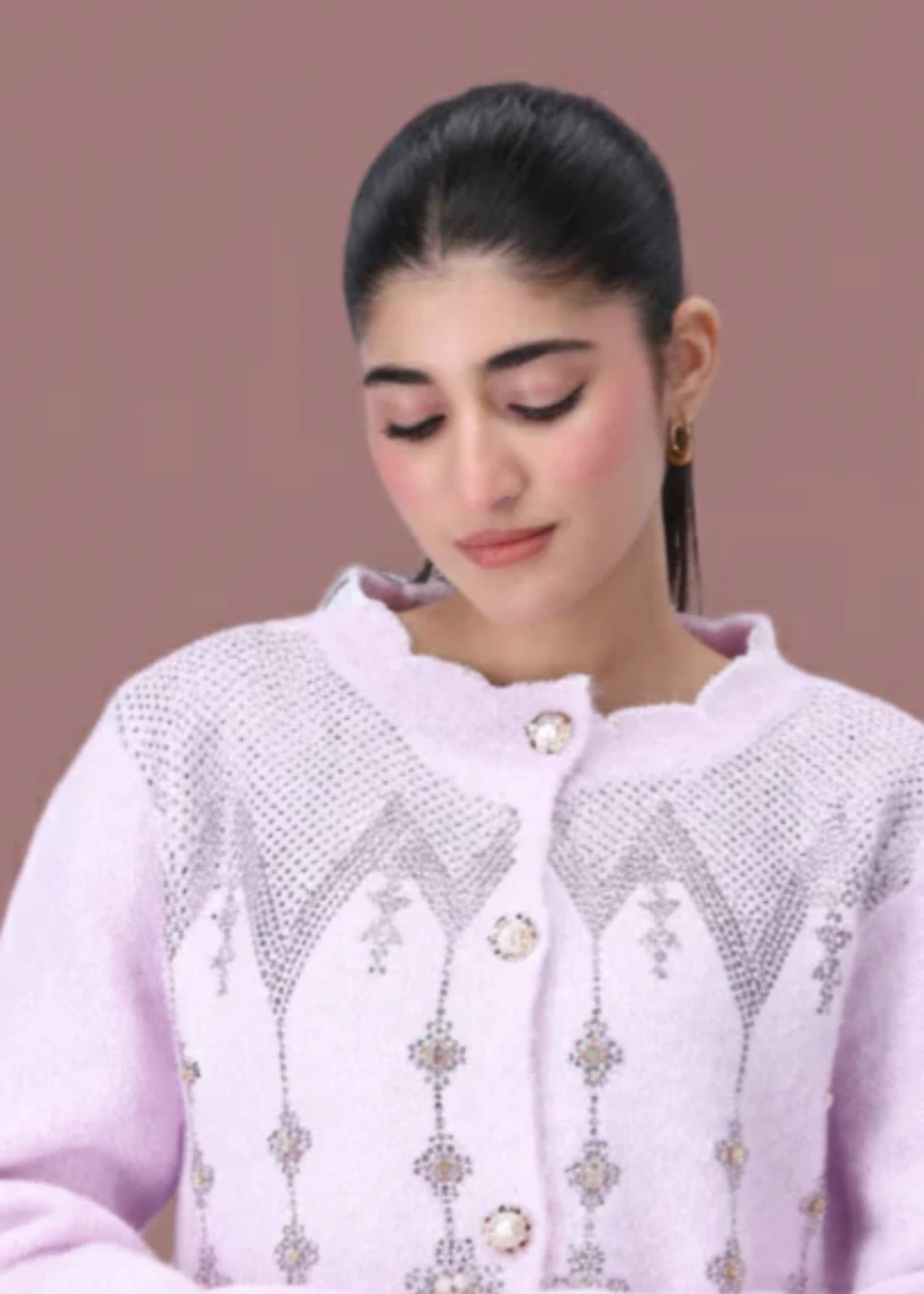 wool Cardigan in Lilac