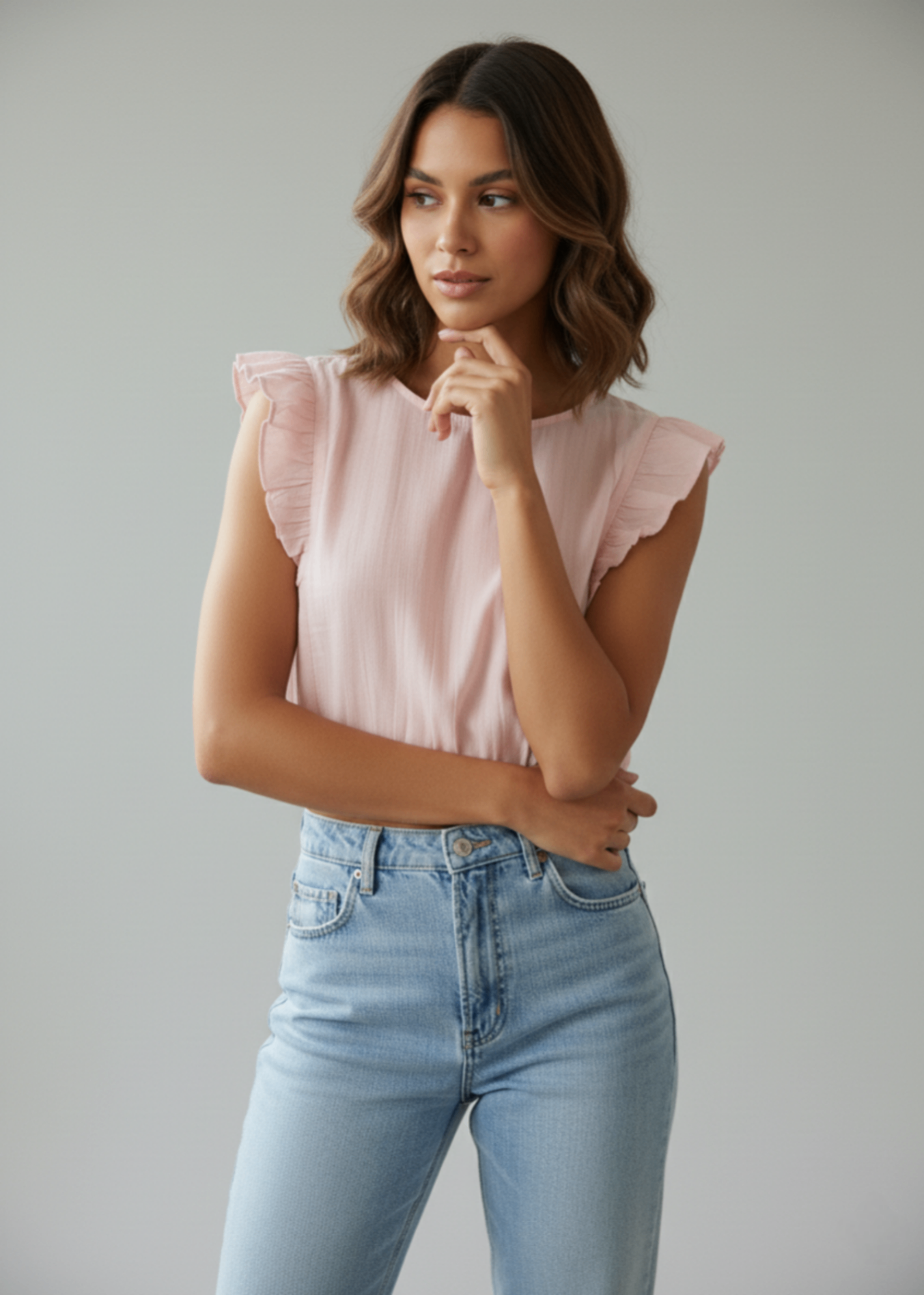 crinkle chiffon Top in Blush pink