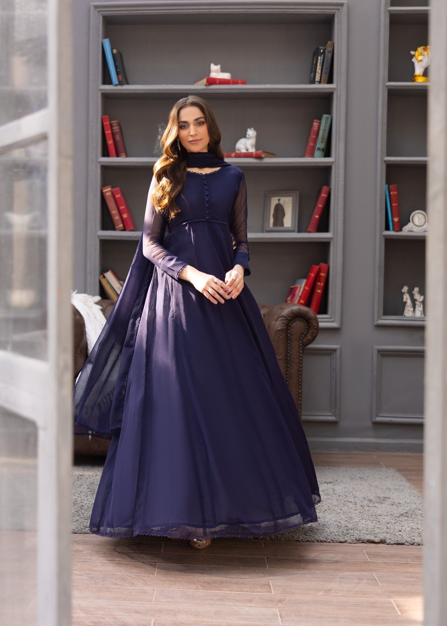 chiffon Maxi in Navy blue