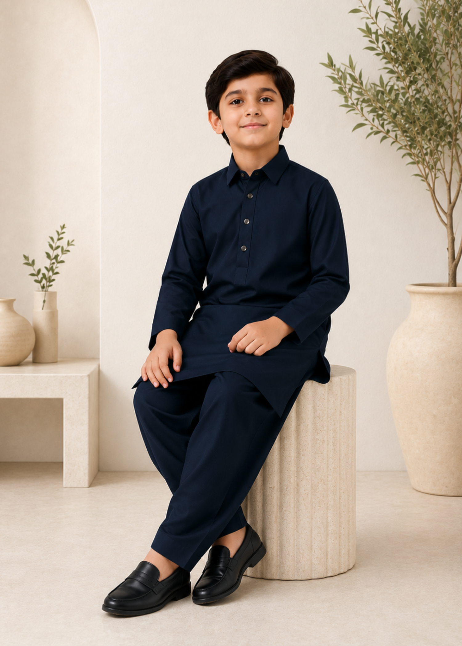wash & wear Kurta Set in Midnight blue