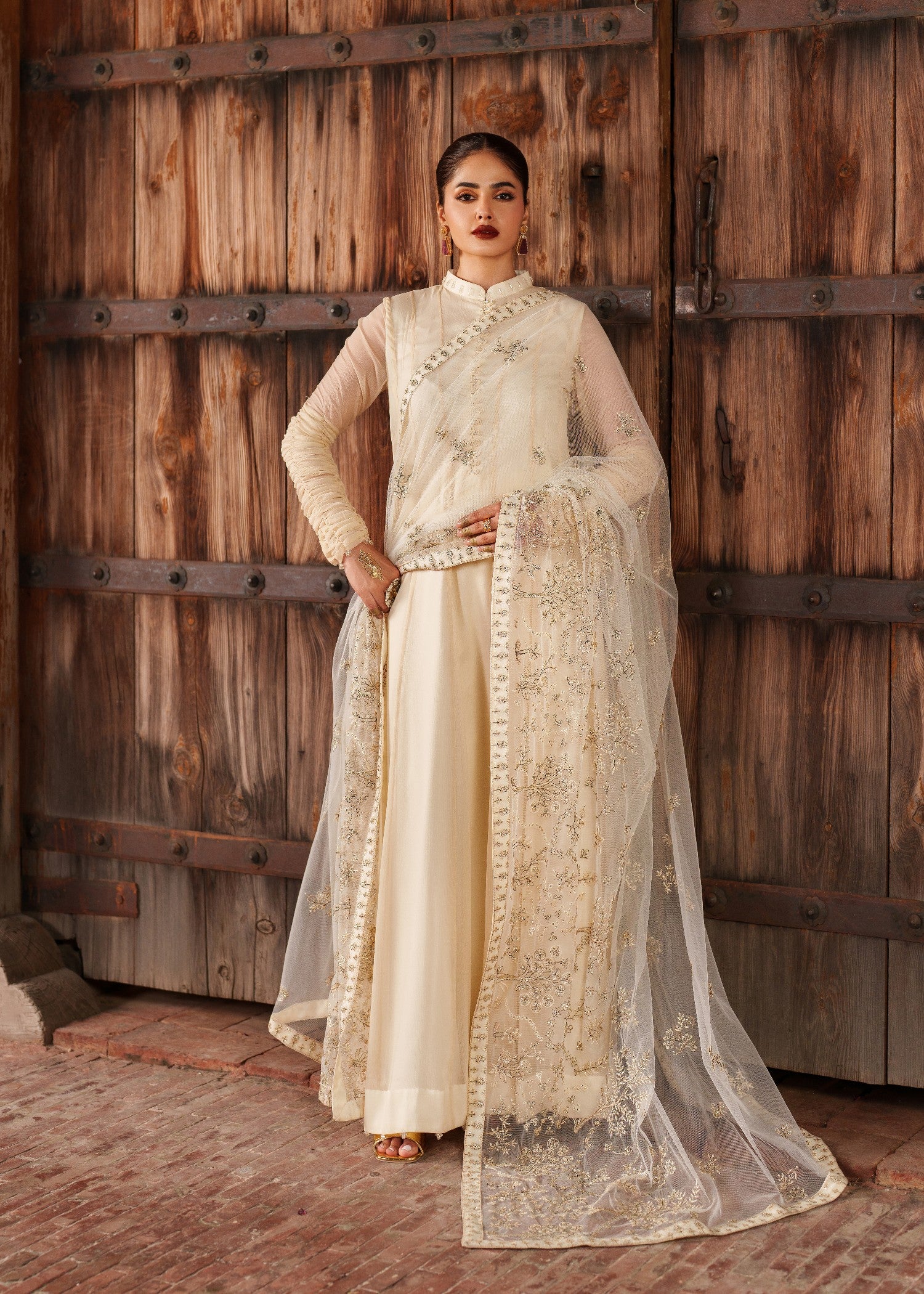 crinkle chiffon Maxi in Beige