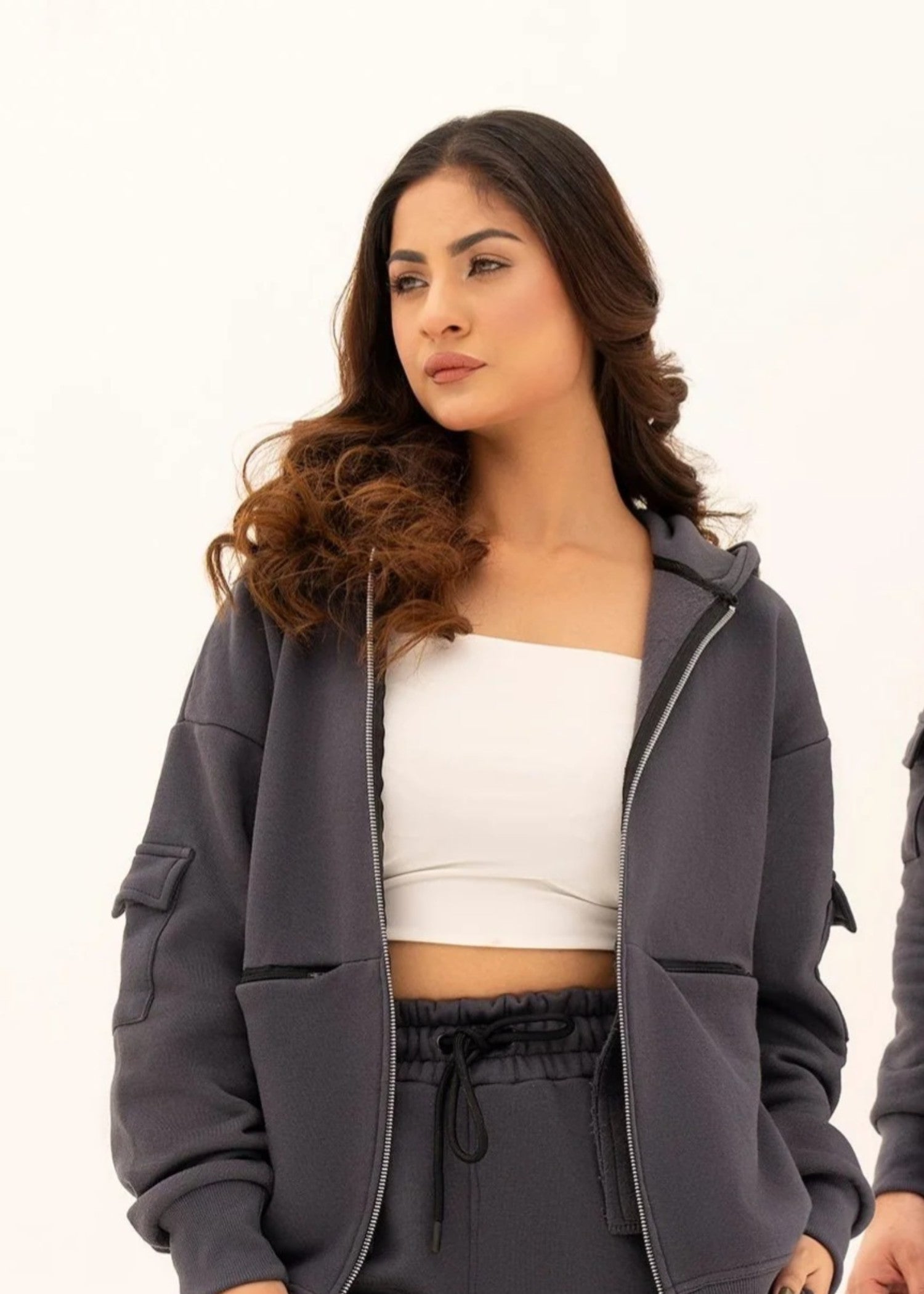 fleece Hoodie in Steal grey