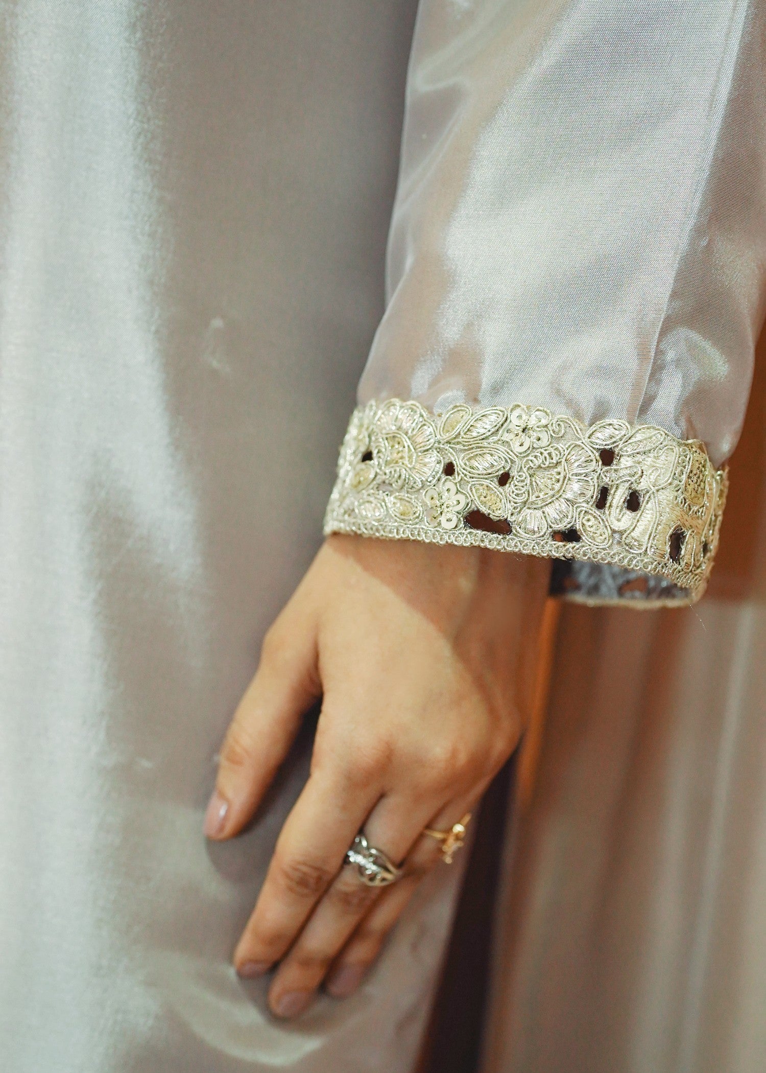 korean raw silk Kurta Set in Silver