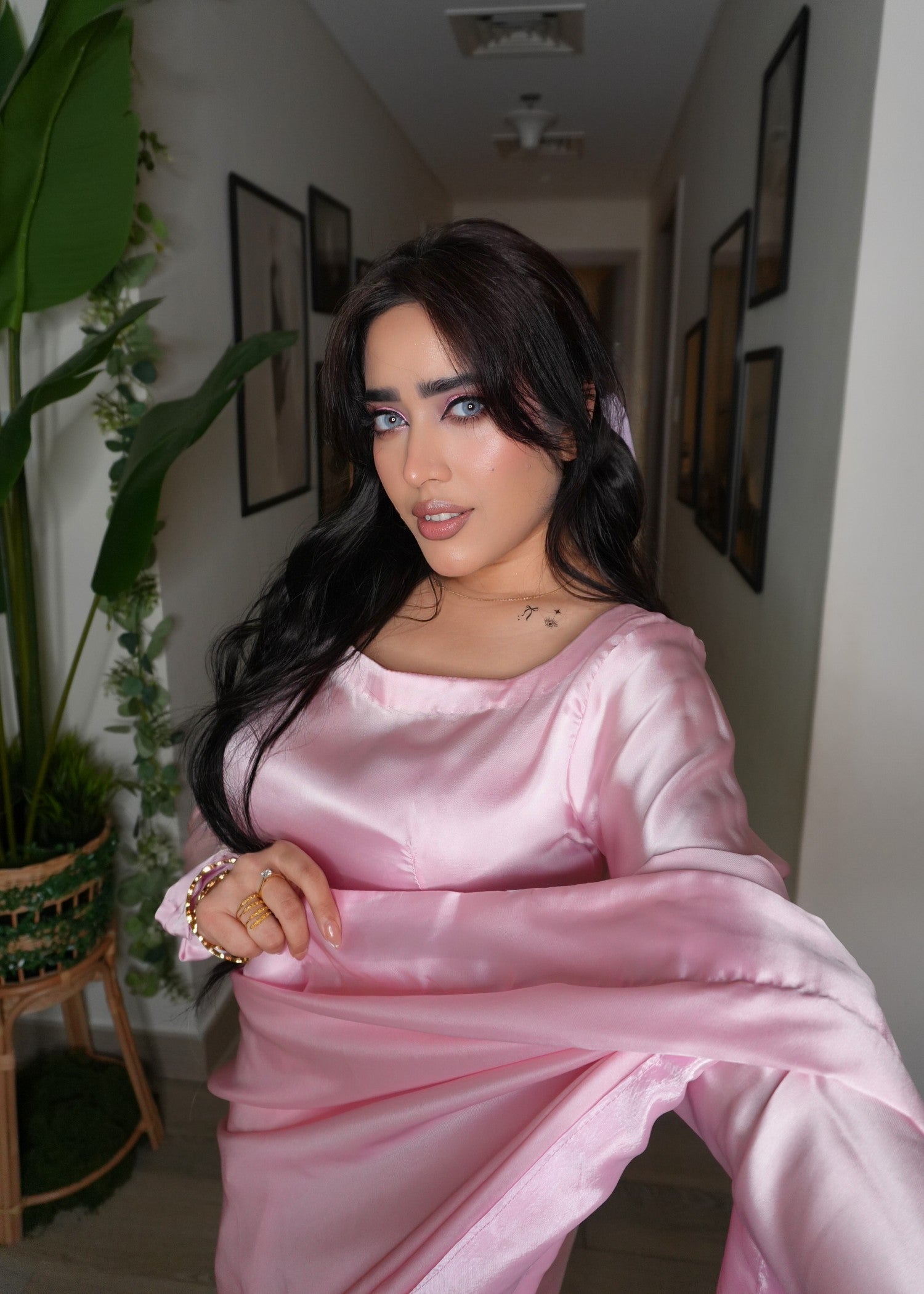 silk Saree in Peach pink