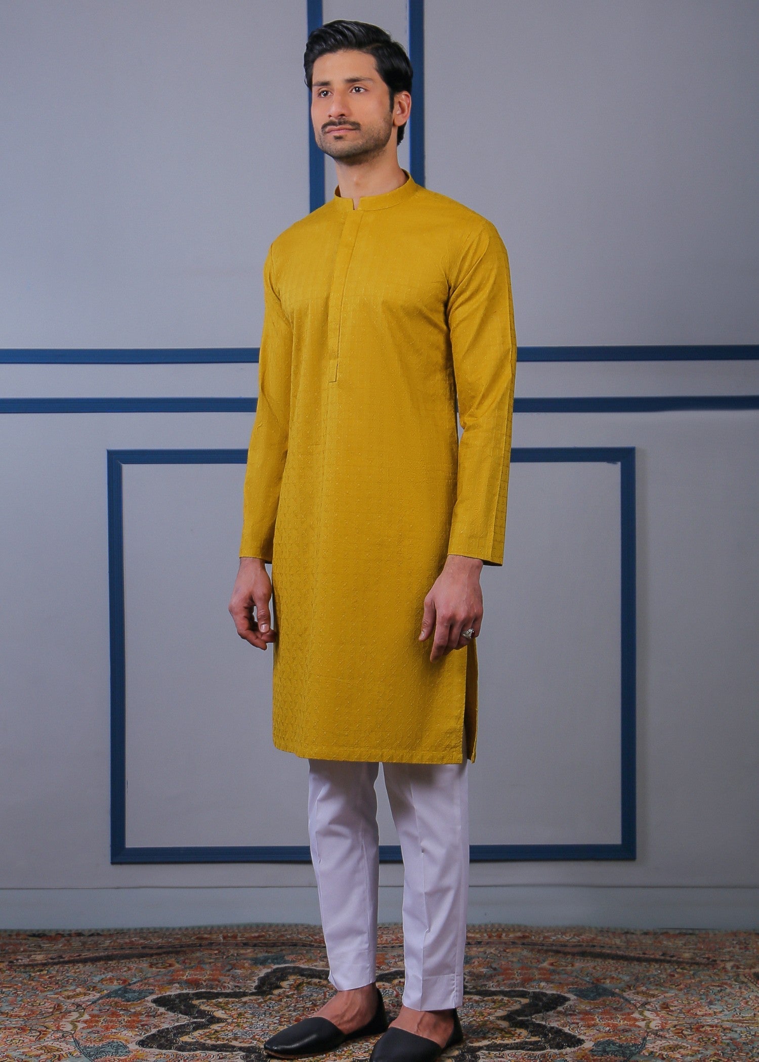 schiffli Kurta in Lemon