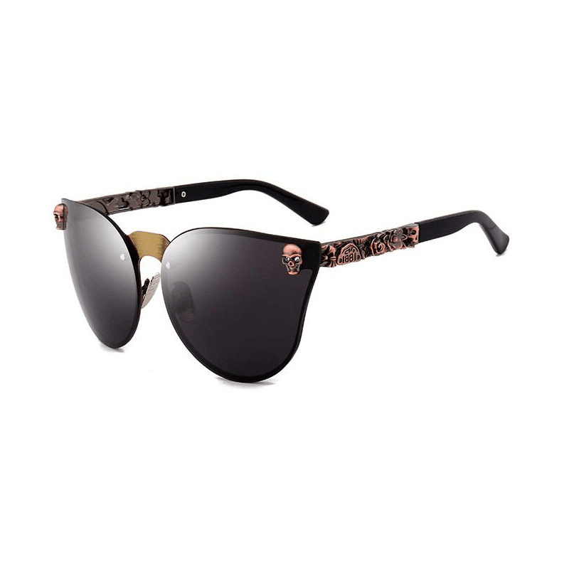 Gothic PC Men'S Skull Head Decorated Sunglasses, Exquisite Metal Pattern Feet Sunglasses, Women