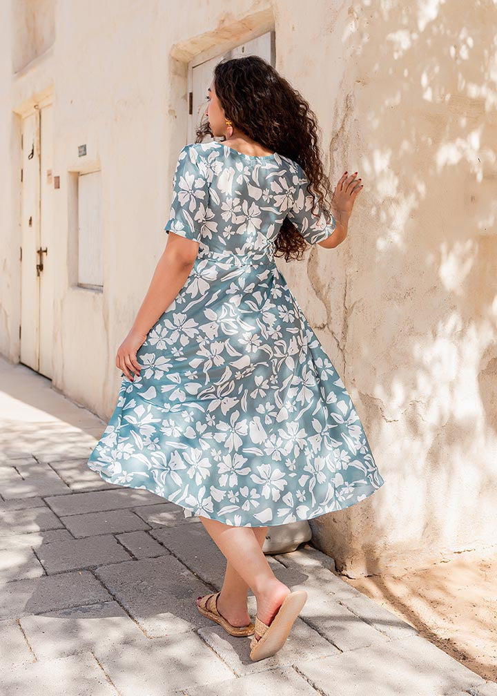 silk Dress in Ice blue