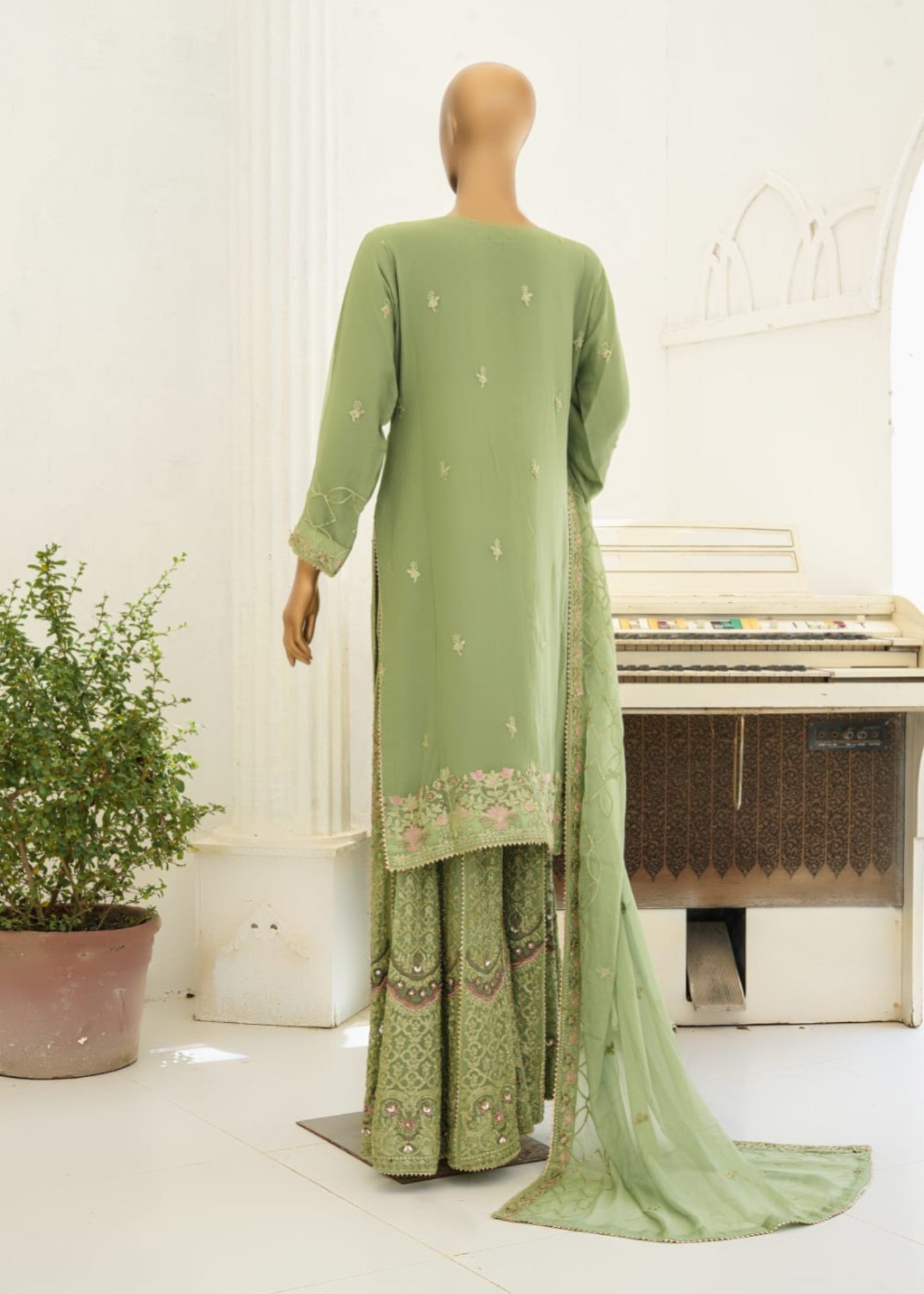 chiffon Sharara in Apple green