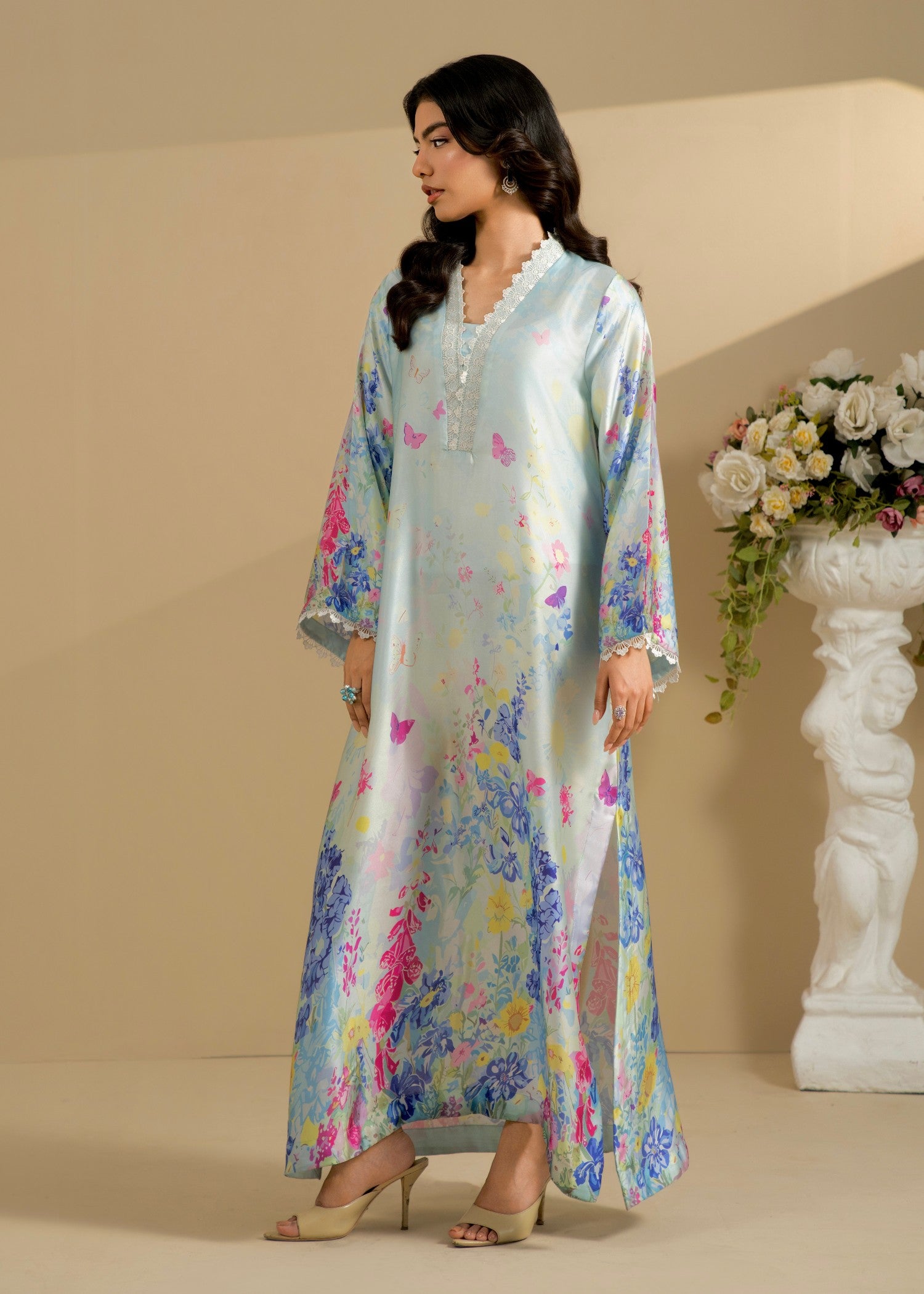 silk Kurta Set in Ice blue