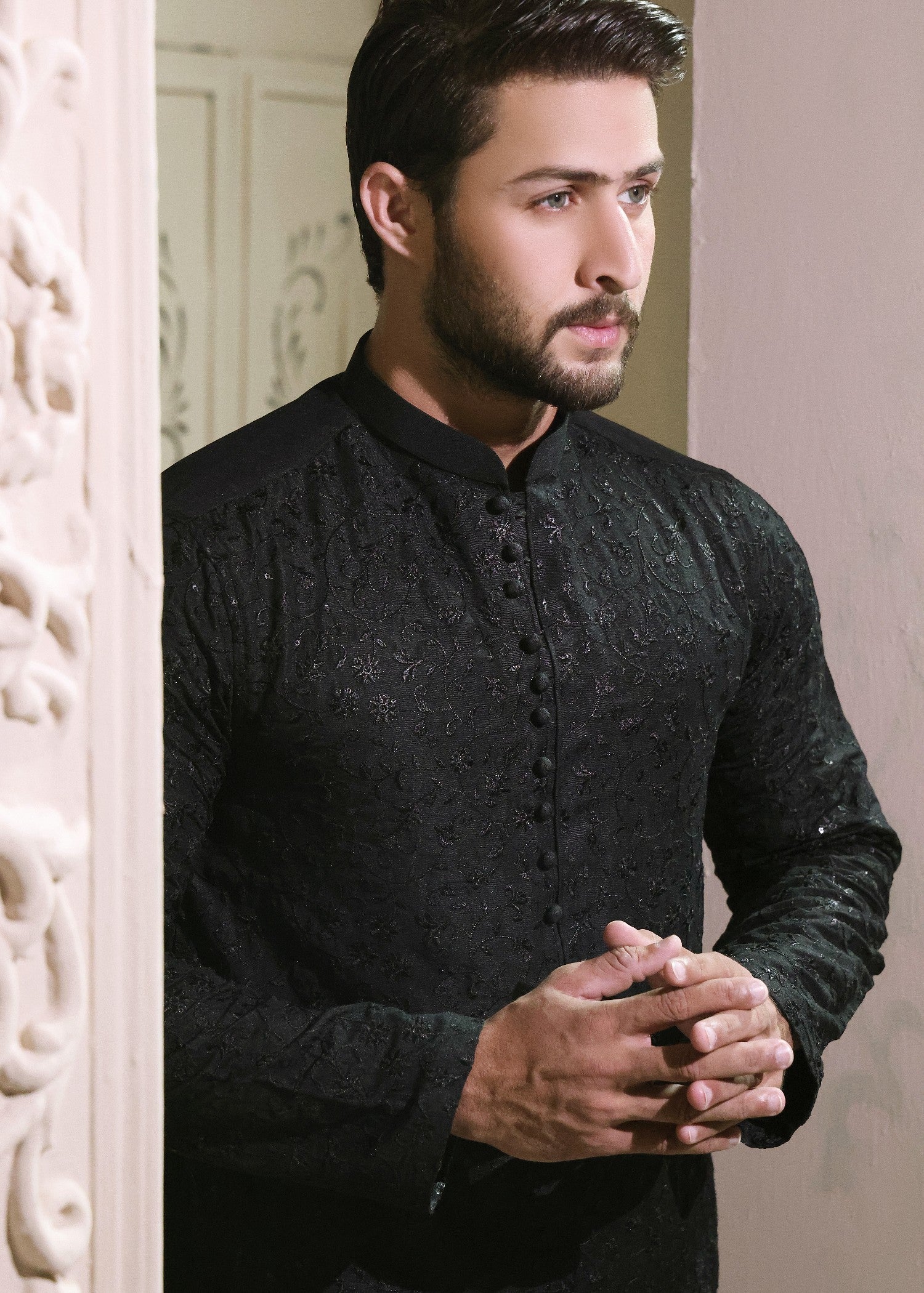 raw silk Kurta in Black