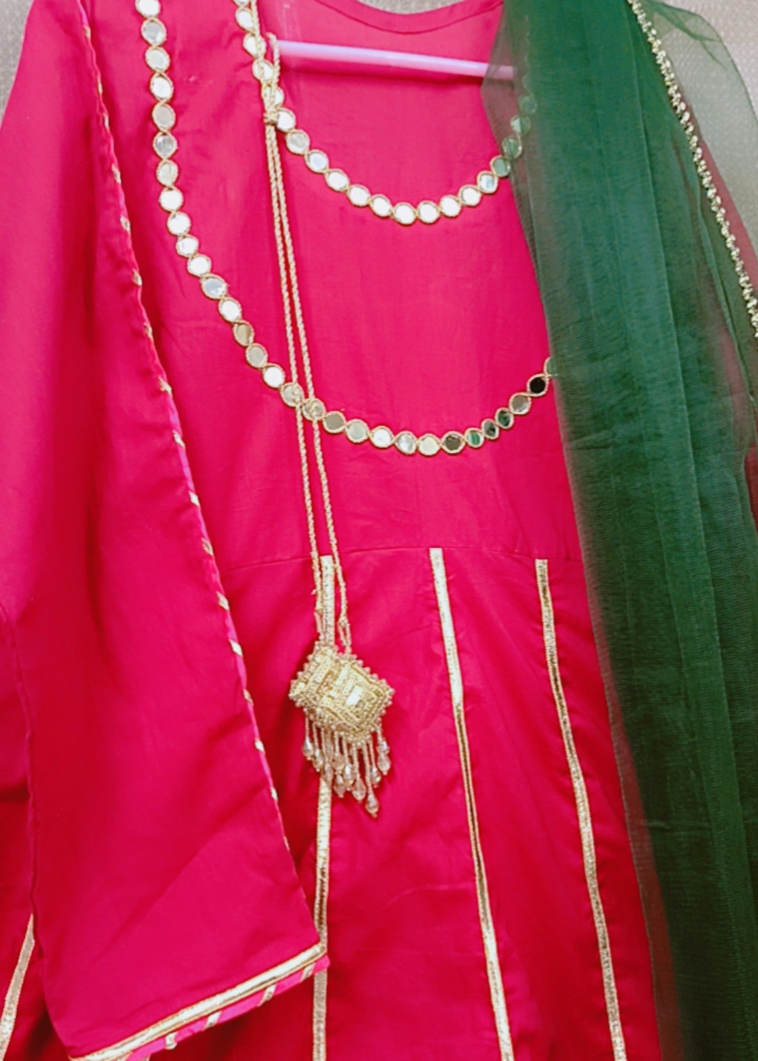 lawn Anarkali in Hot pink