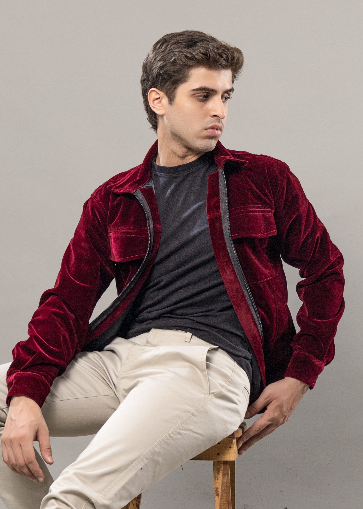 chenille Jacket in Maroon