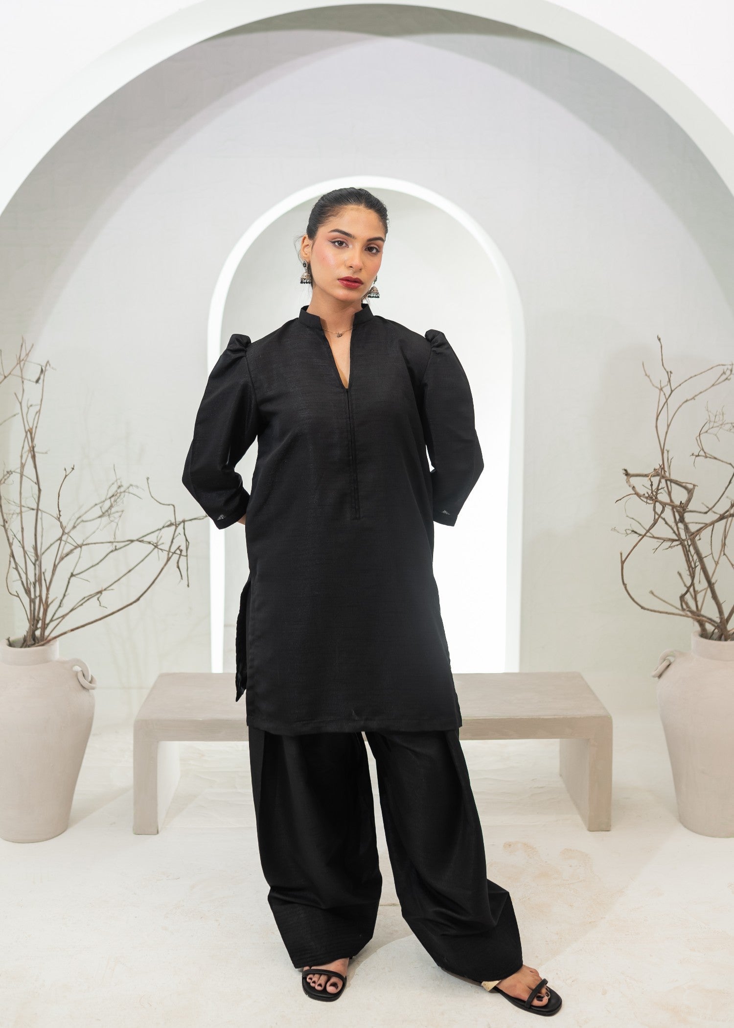 indian raw silk Co Ord Sets in Black