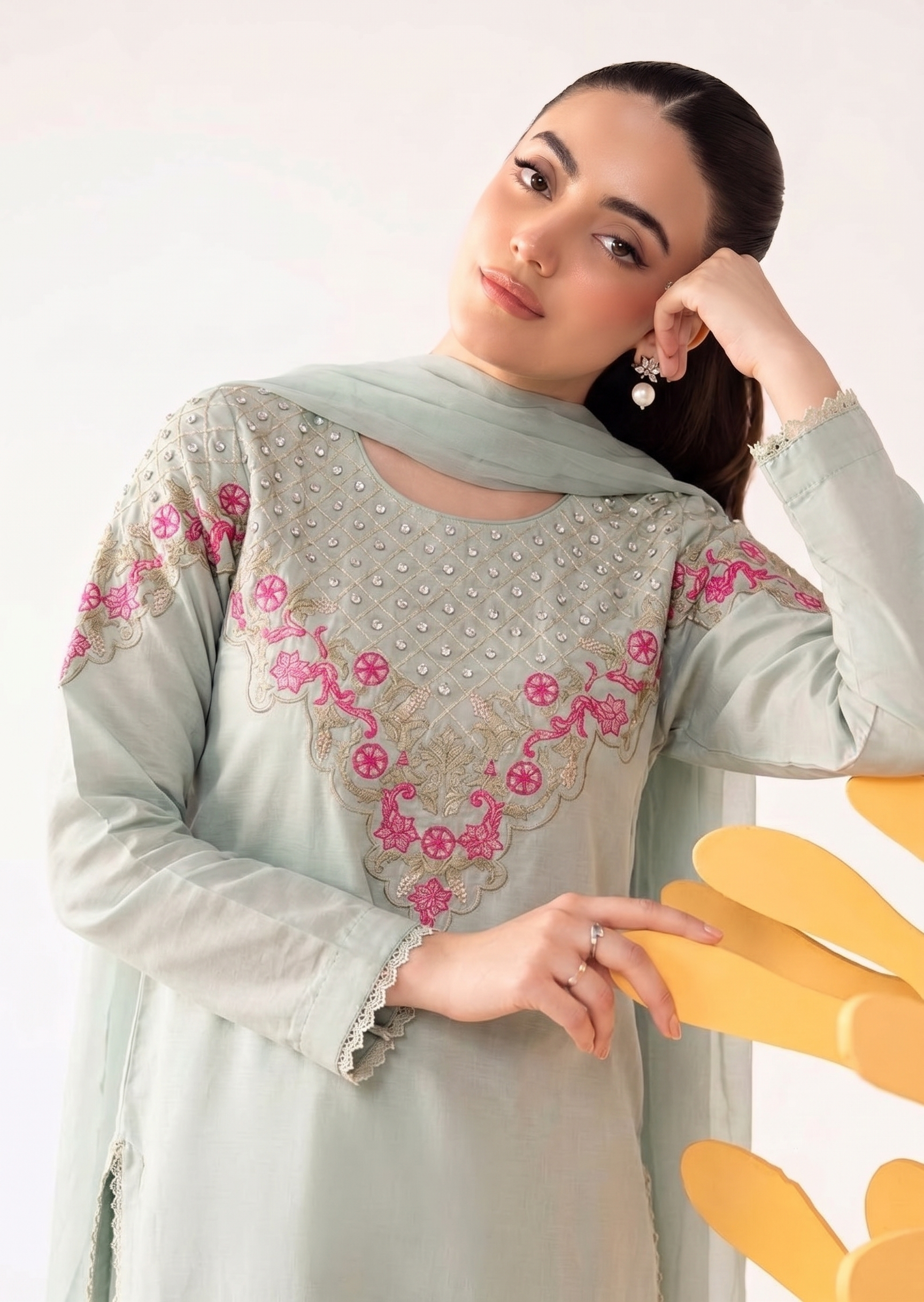 viscose Kurta Set in Moss green