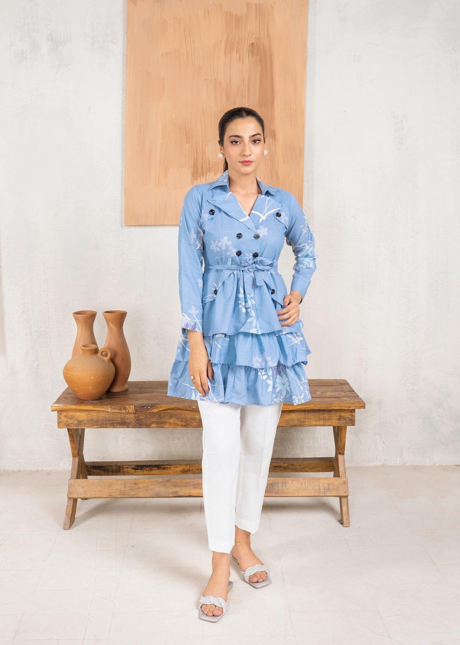 cotton Tunic in Powder blue