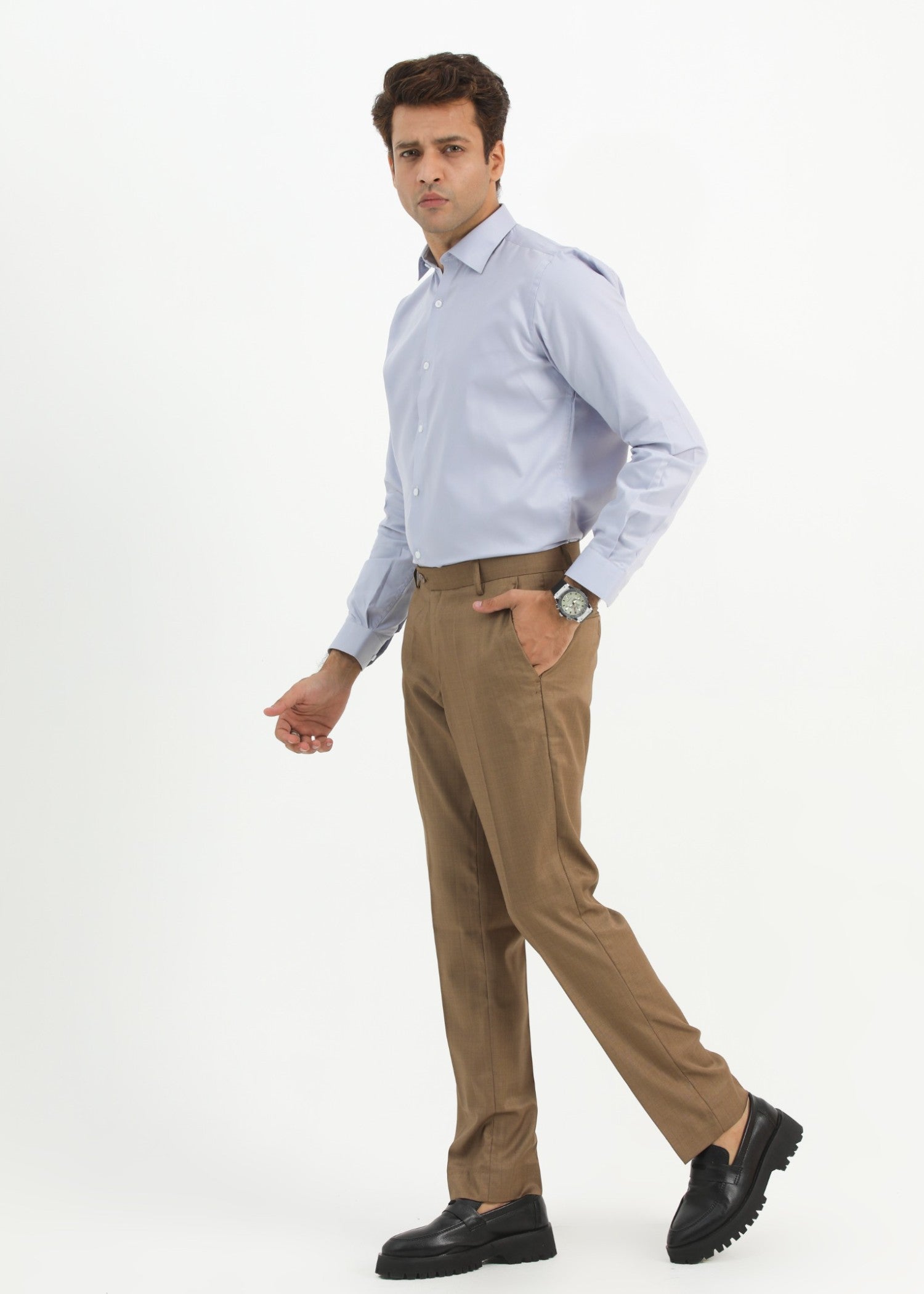 cotton silk Formal Shirt in Powder blue