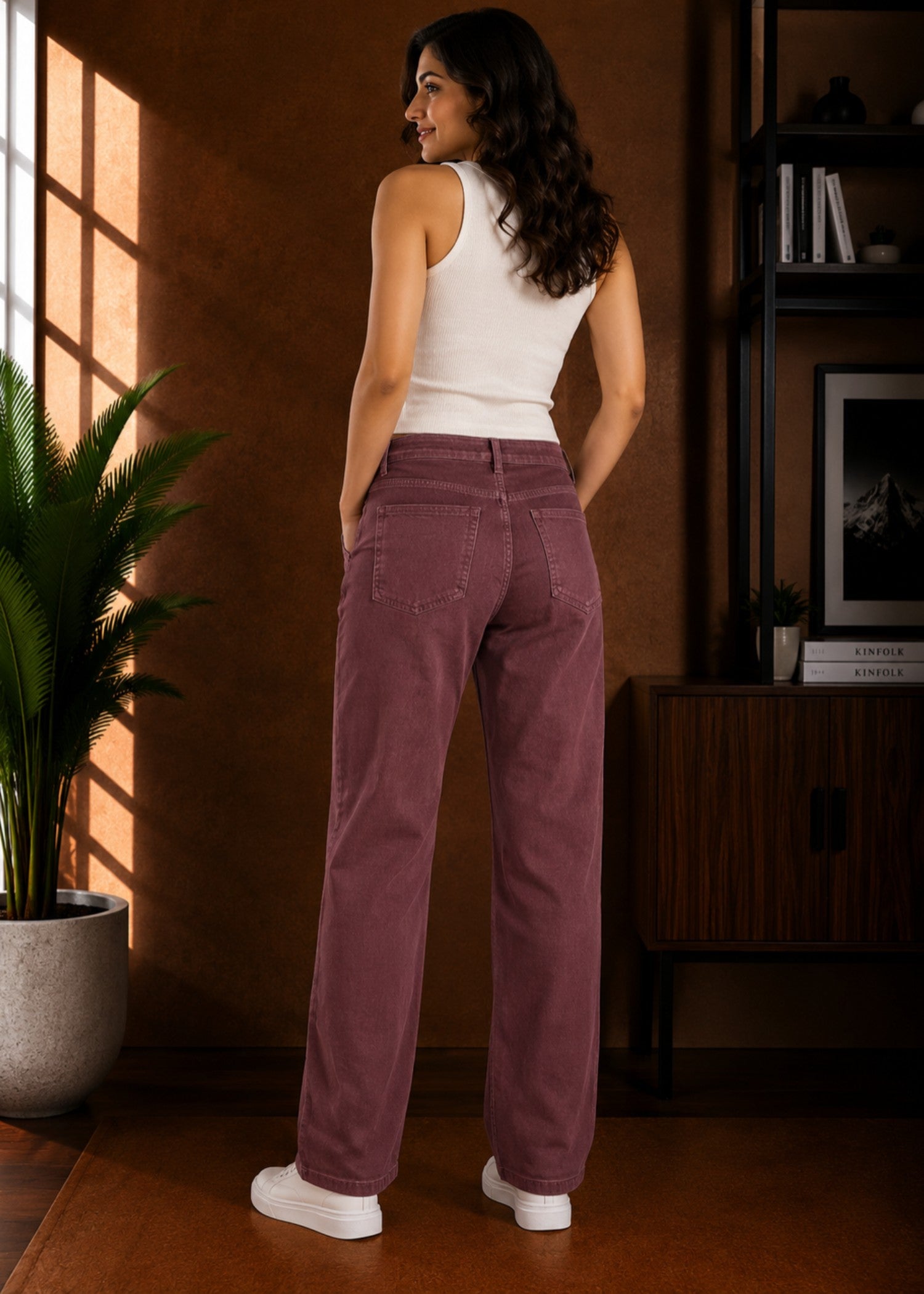 denim Jeans in Maroon