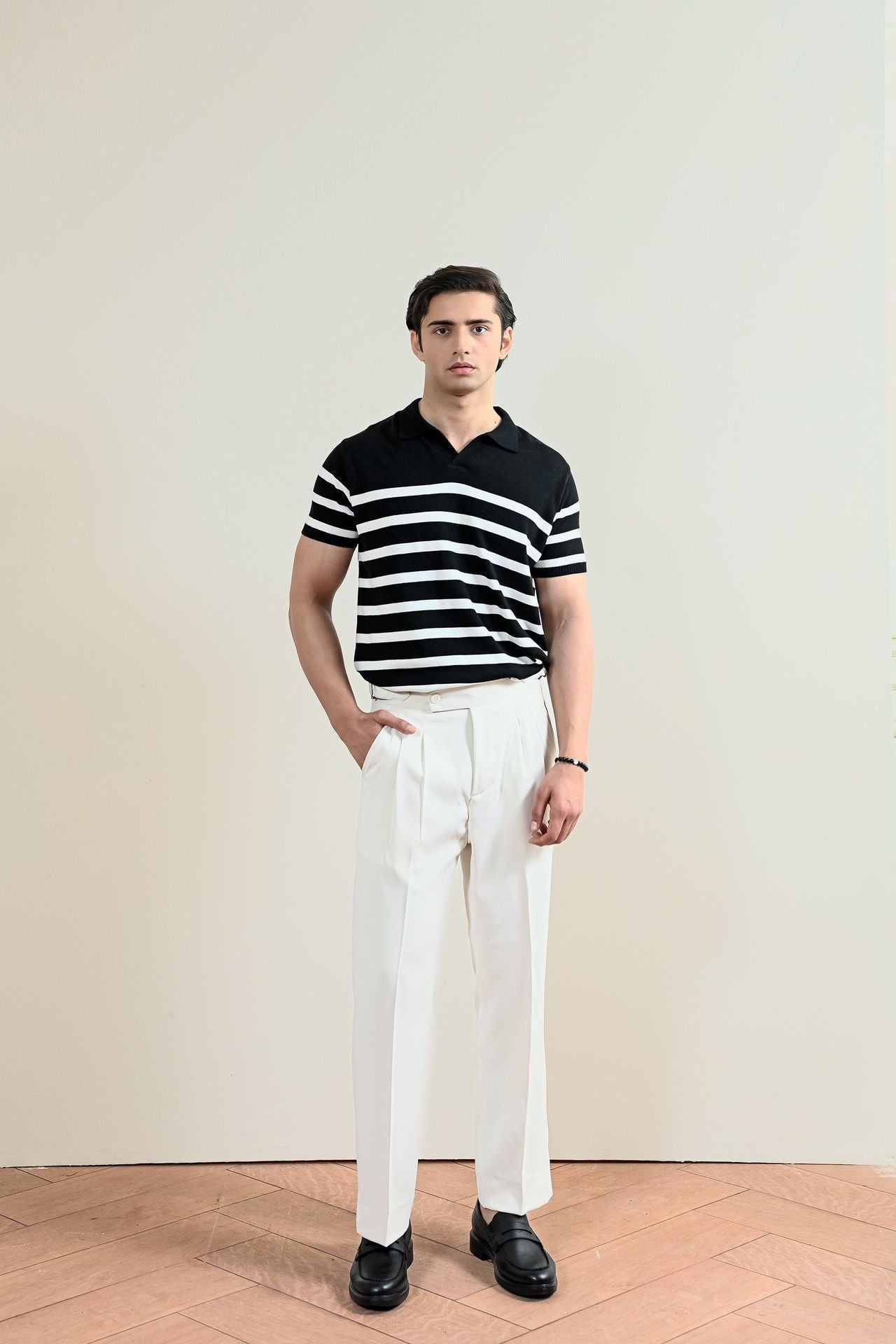 cotton Polo Shirt in Jet black