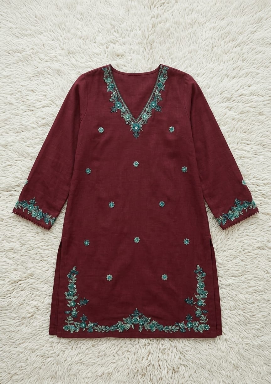 cotton Kurti in Maroon