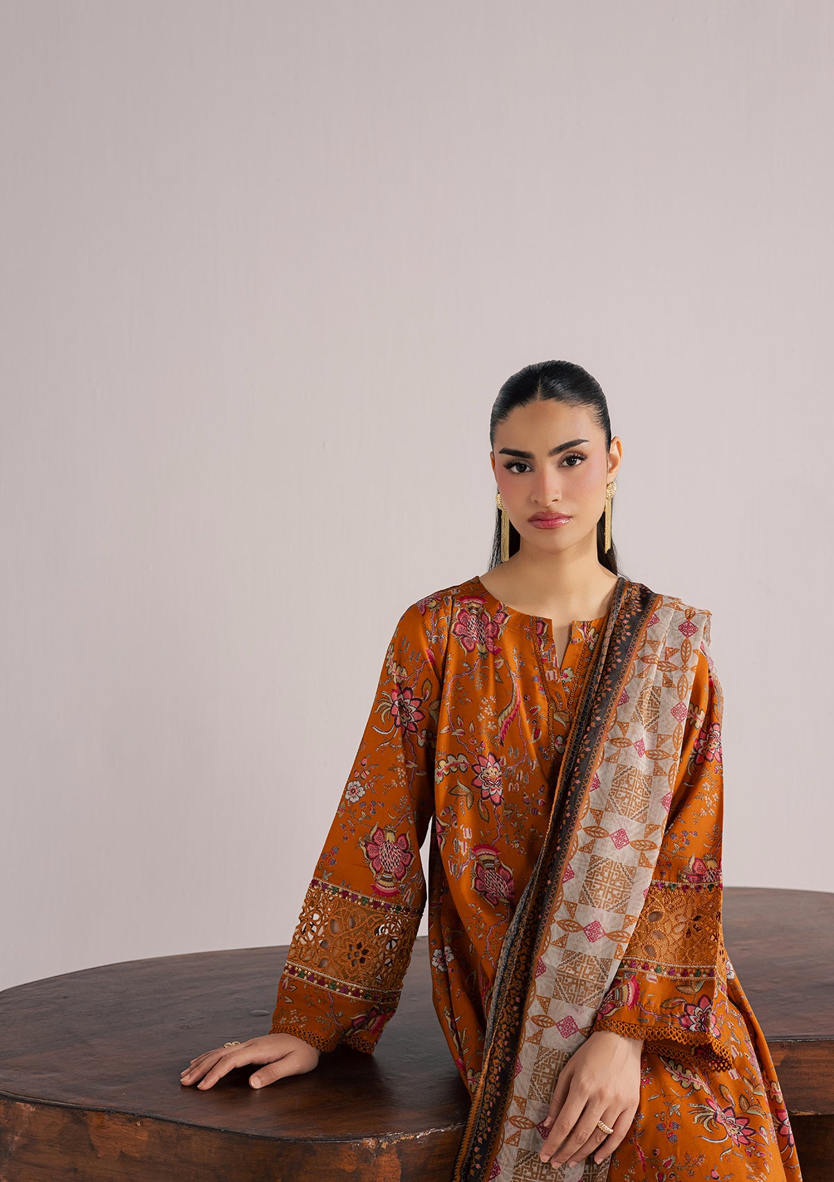 lawn Kurta Set in Mustard
