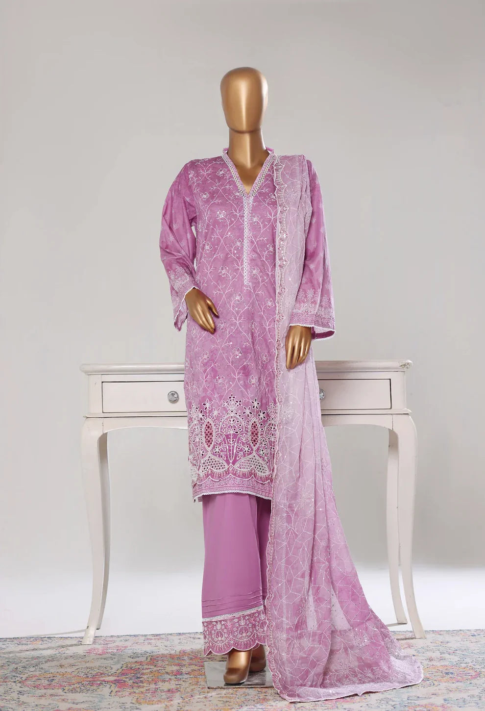 RTW White & White Embroidered Lawn – 1