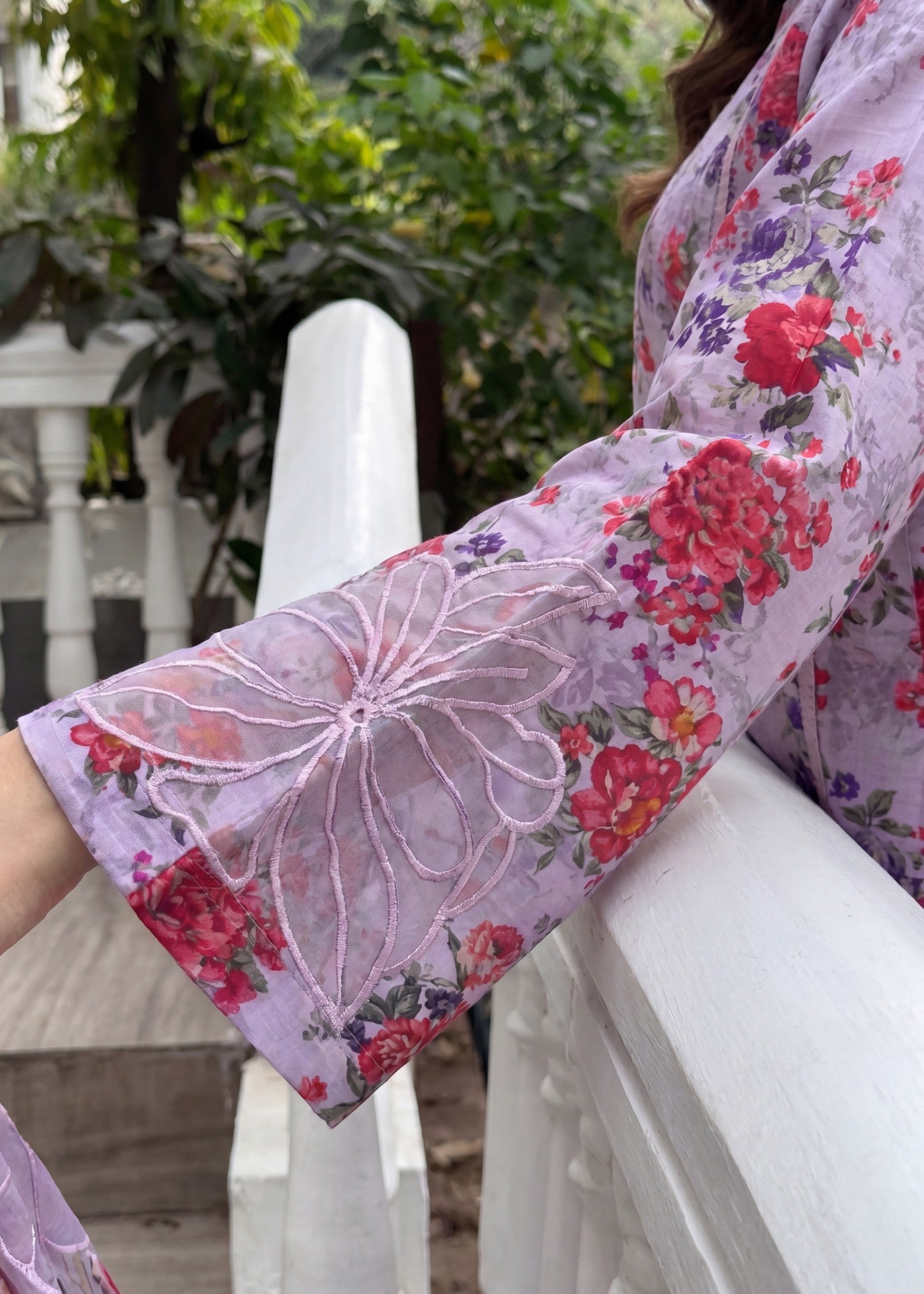 textured lawn Kurta Set in Royal purple