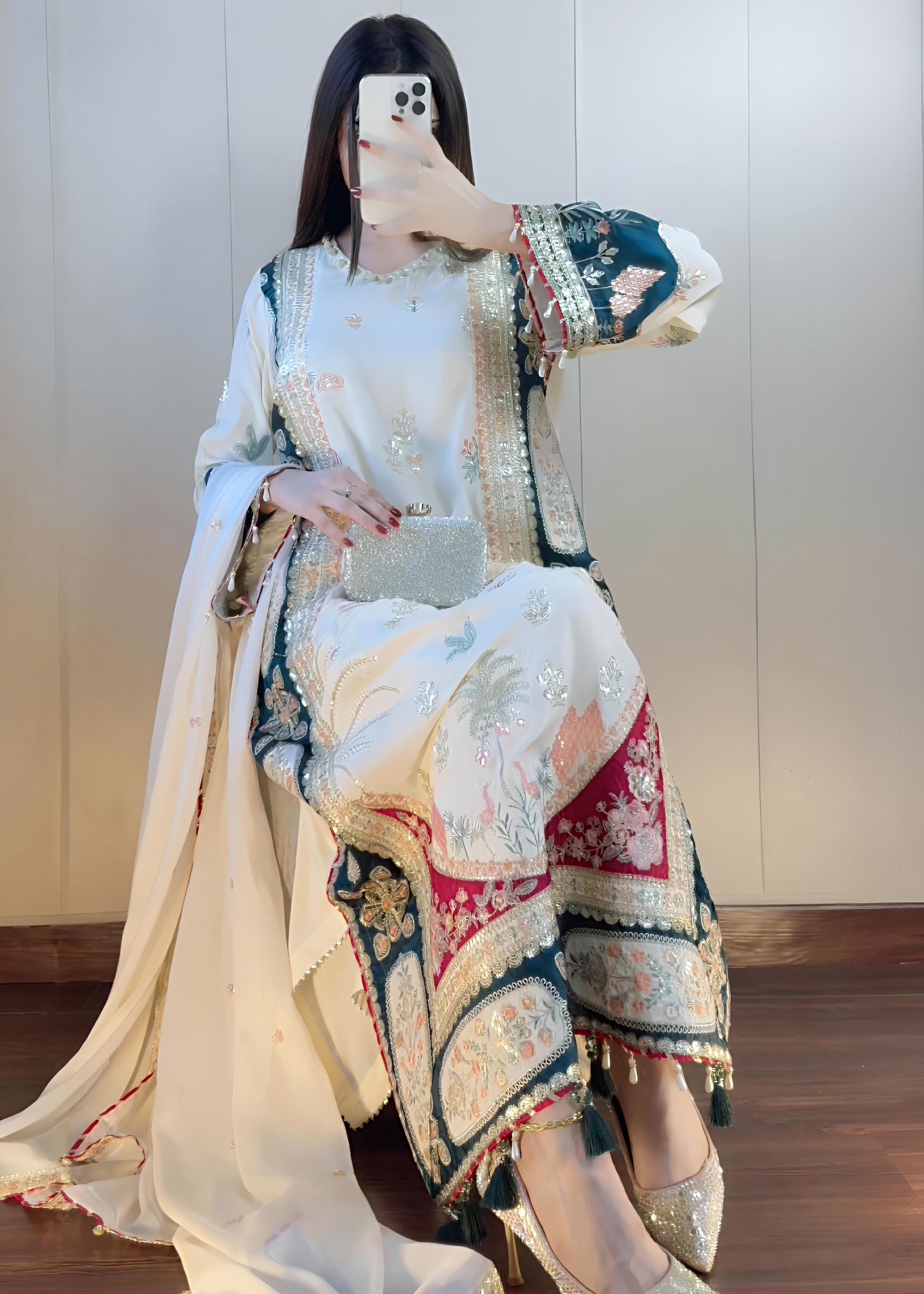 silk Kaftan in White