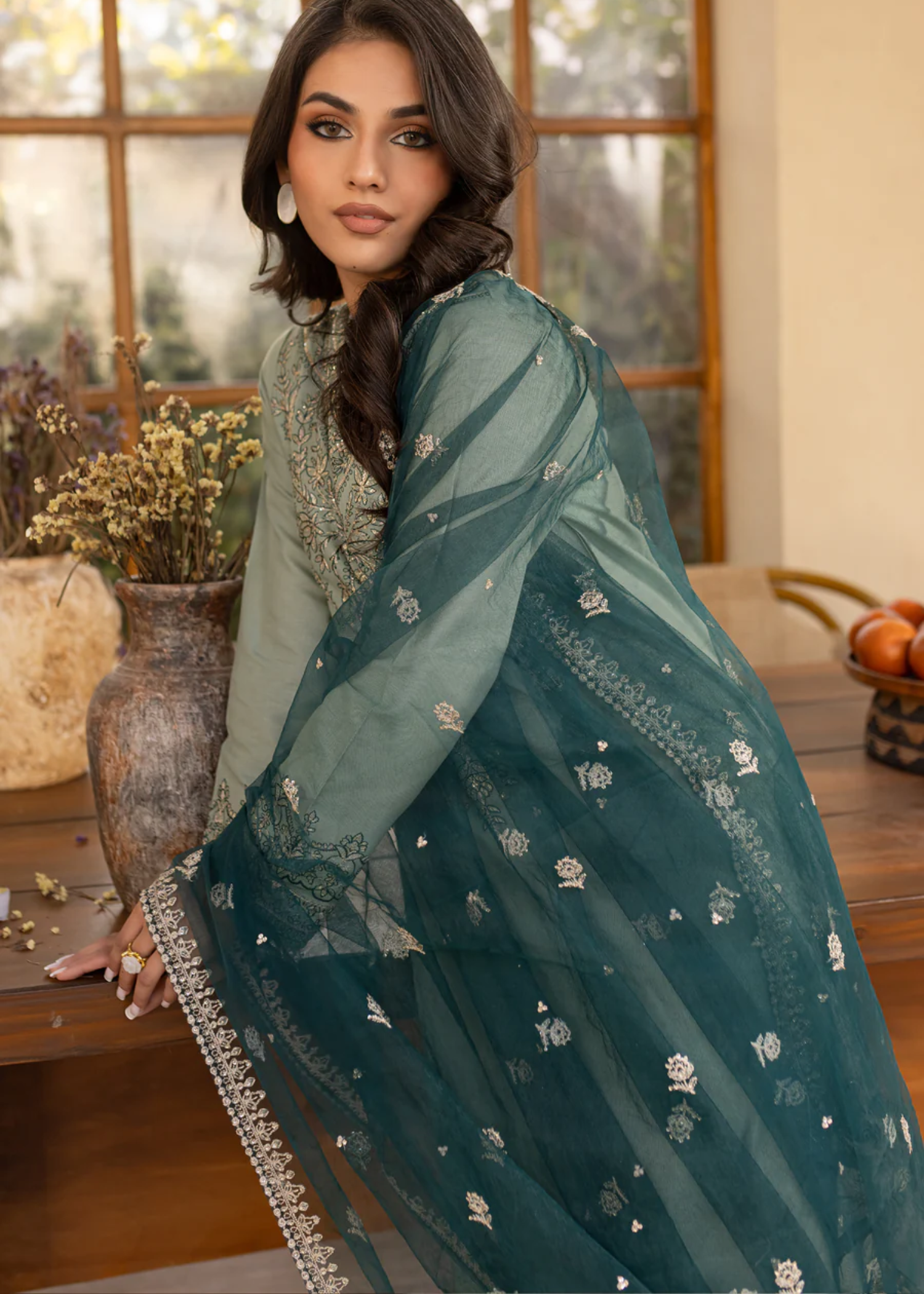 Dupatta in Teal