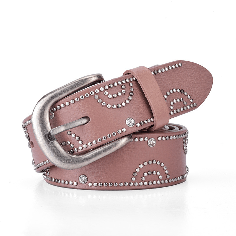 Girly Pants Belt with Rhinestone Inlaid Alloy Pin Buckle