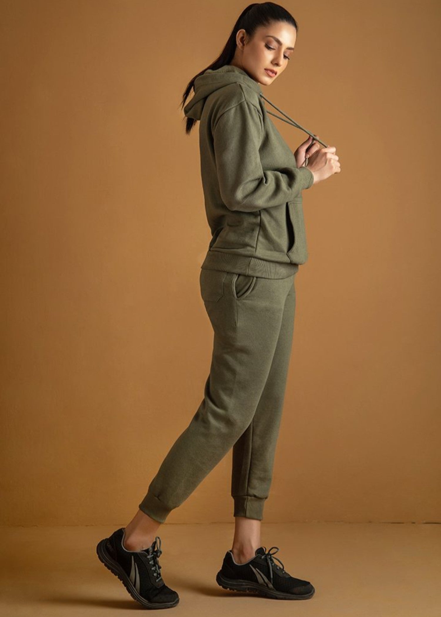 fleece Tracksuit in Olive green
