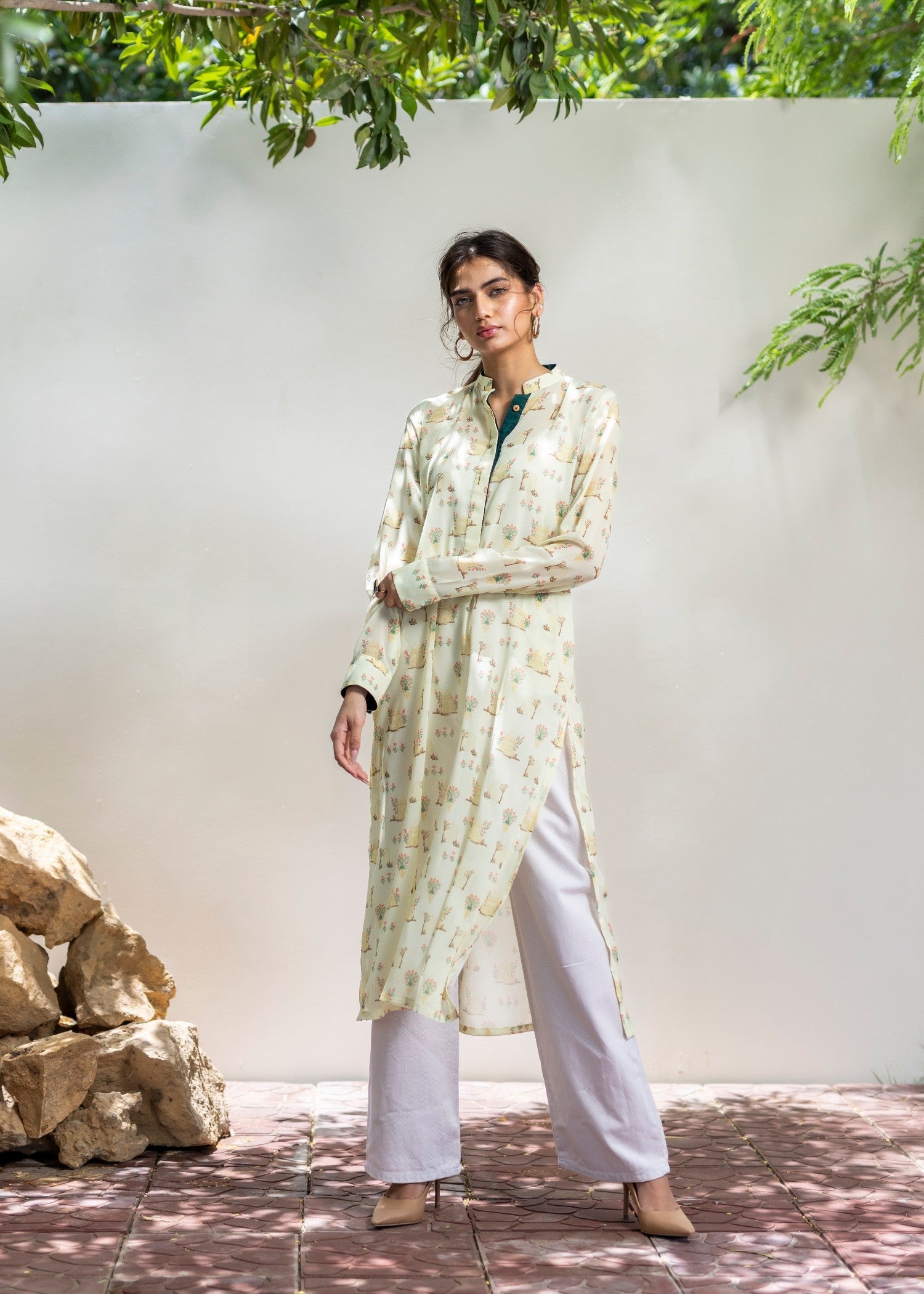 chiffon Kurti in Off-white