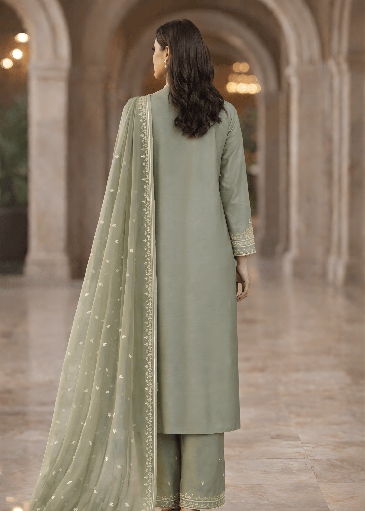 silk Kurta Set in Powder blue