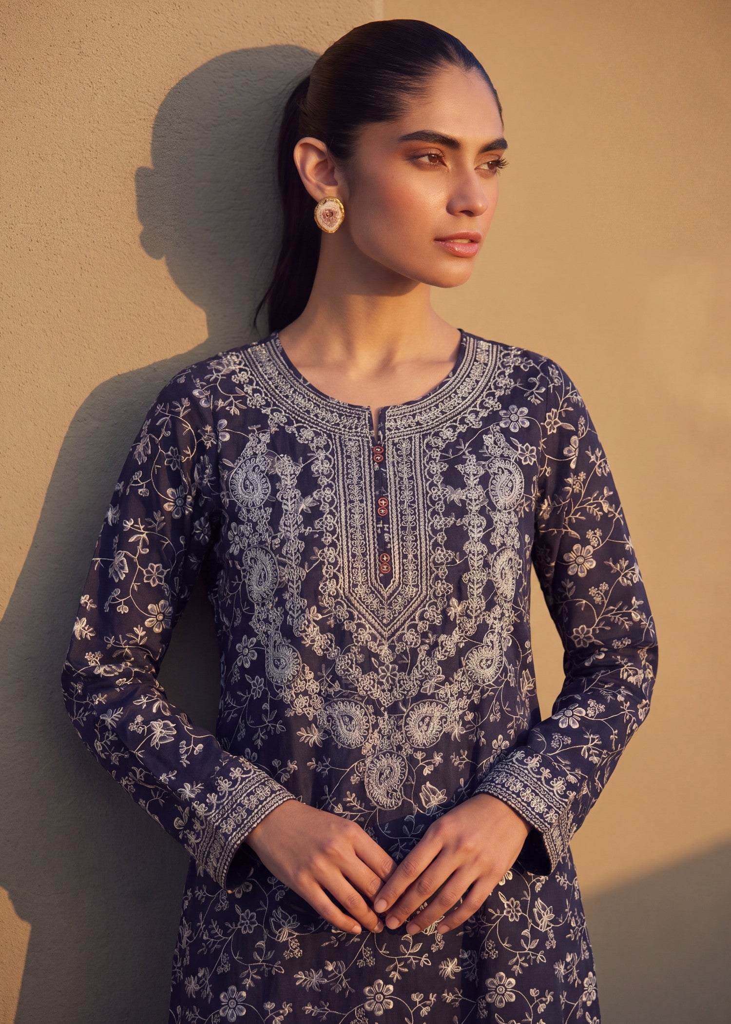 cotton Kaftan in Midnight blue