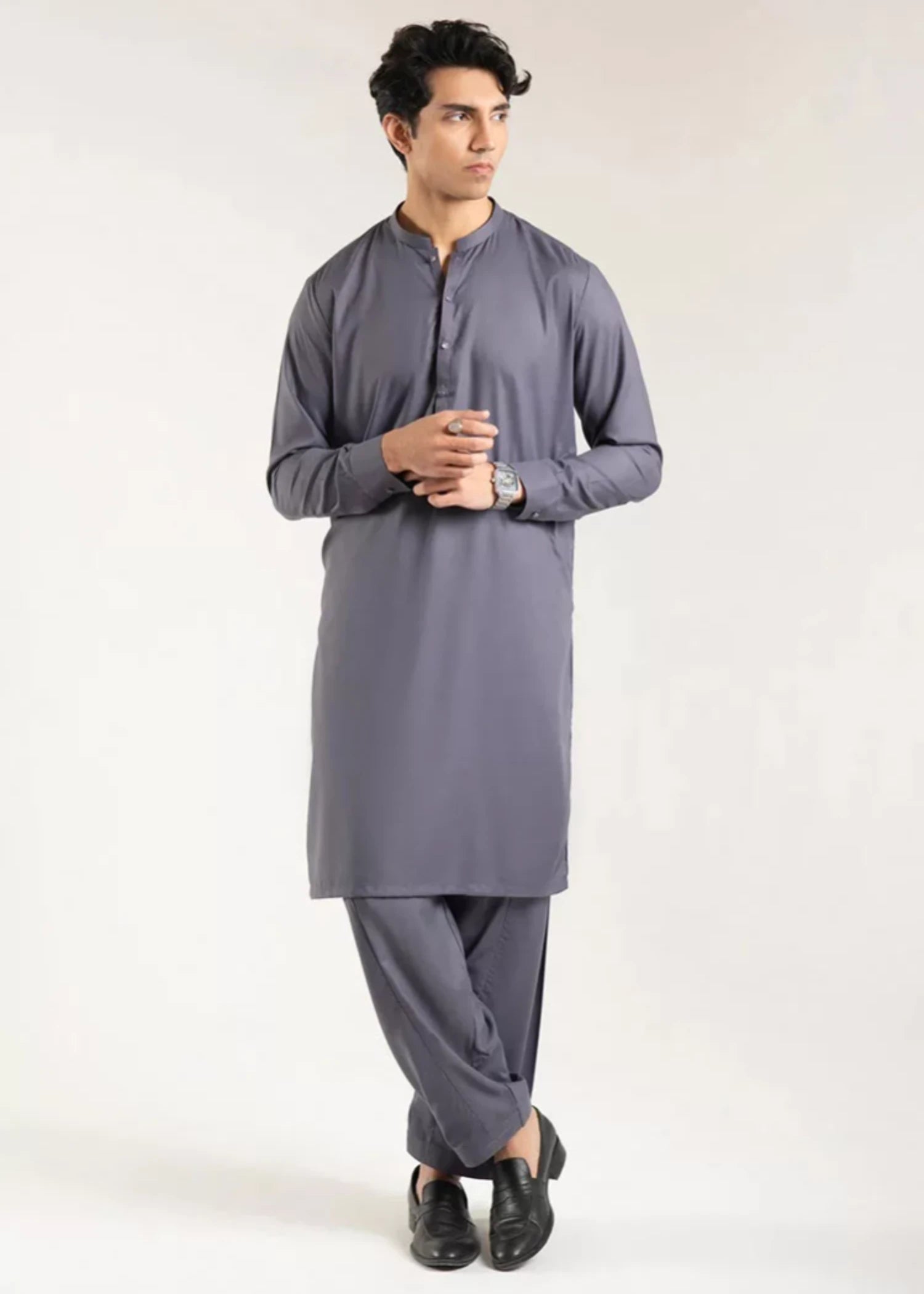 wash & wear Shalwar Kameez in Dark grey