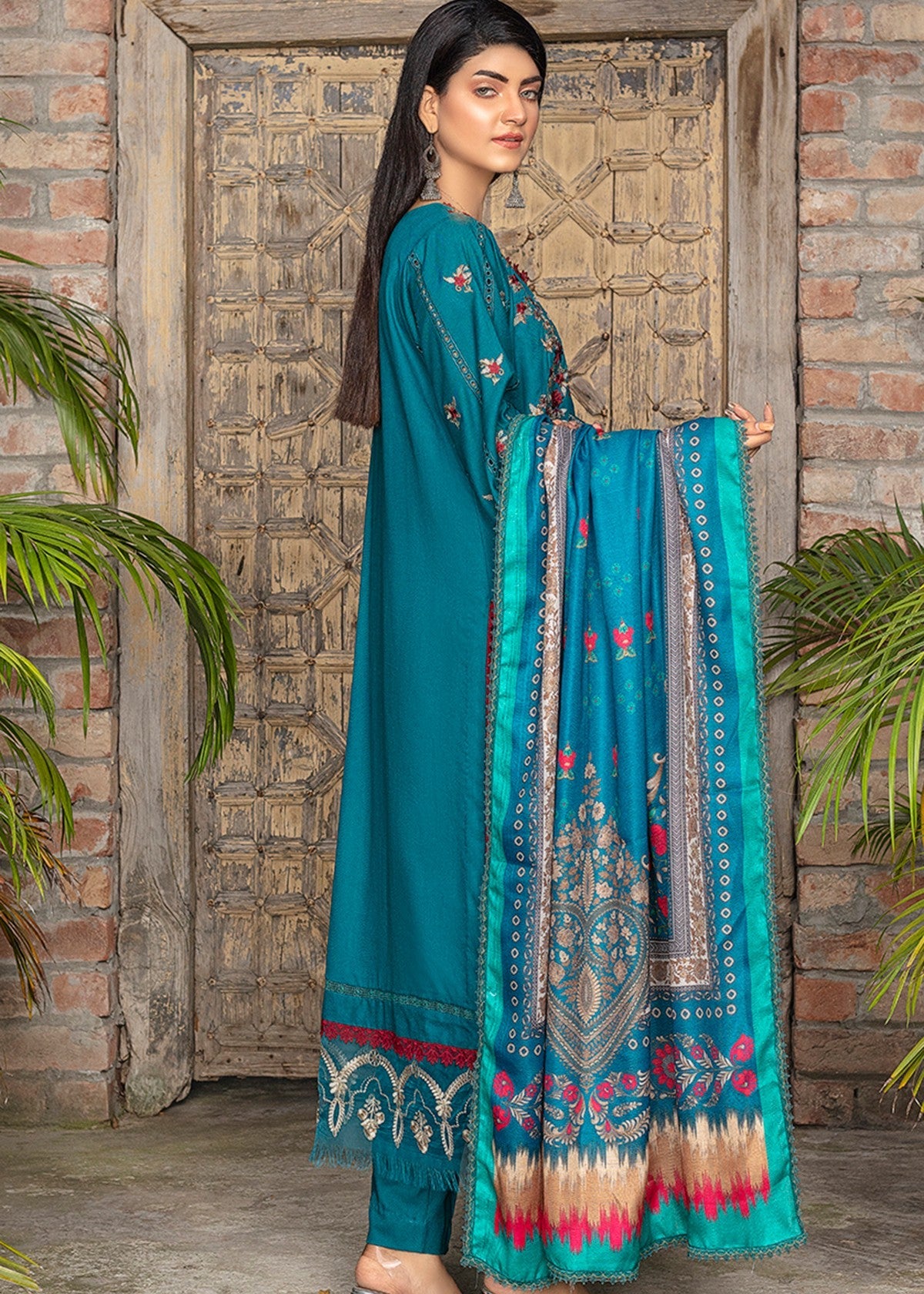 karandi Unstitched in Teal
