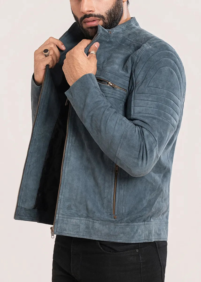 leather Jacket in Blue
