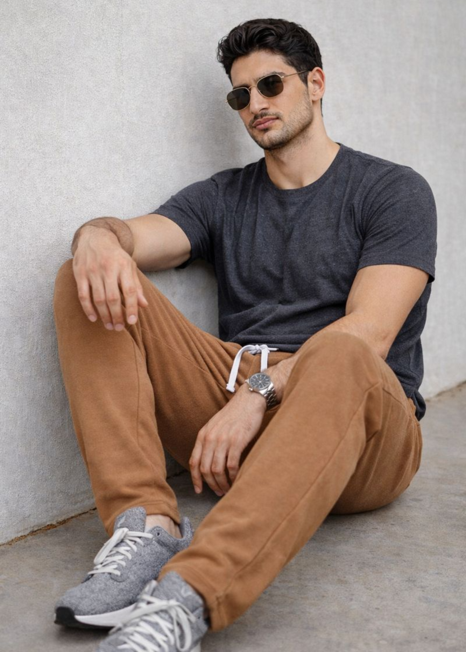 fleece Jogger Pants in Rust orange