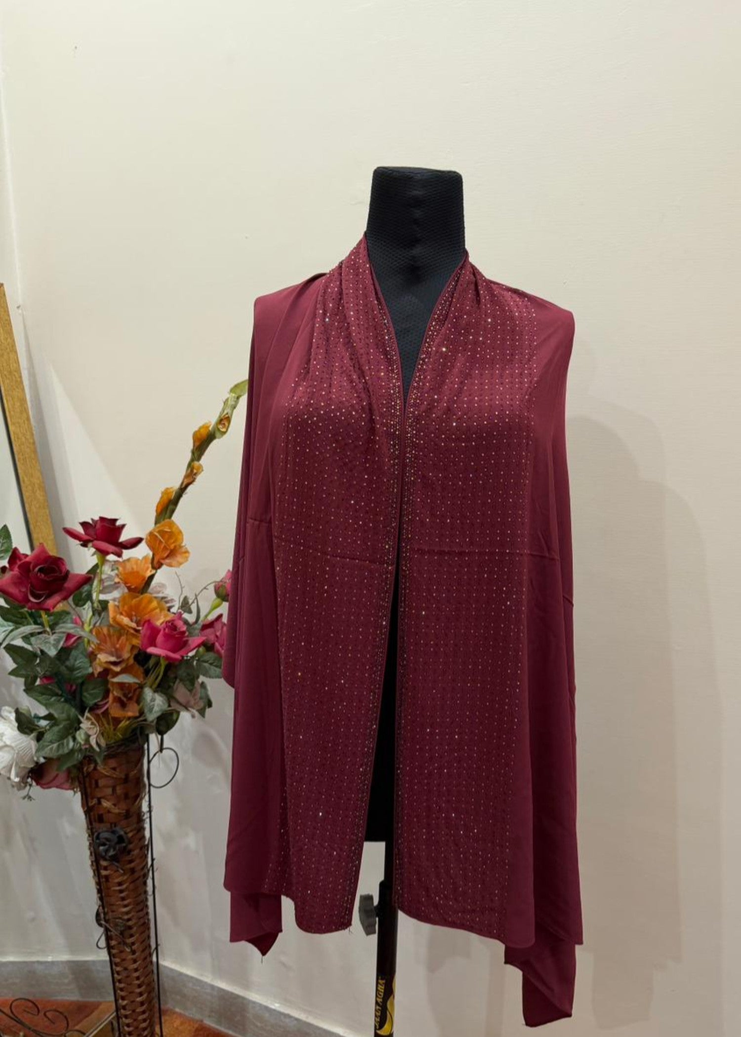 nidha Hijab in Berry red