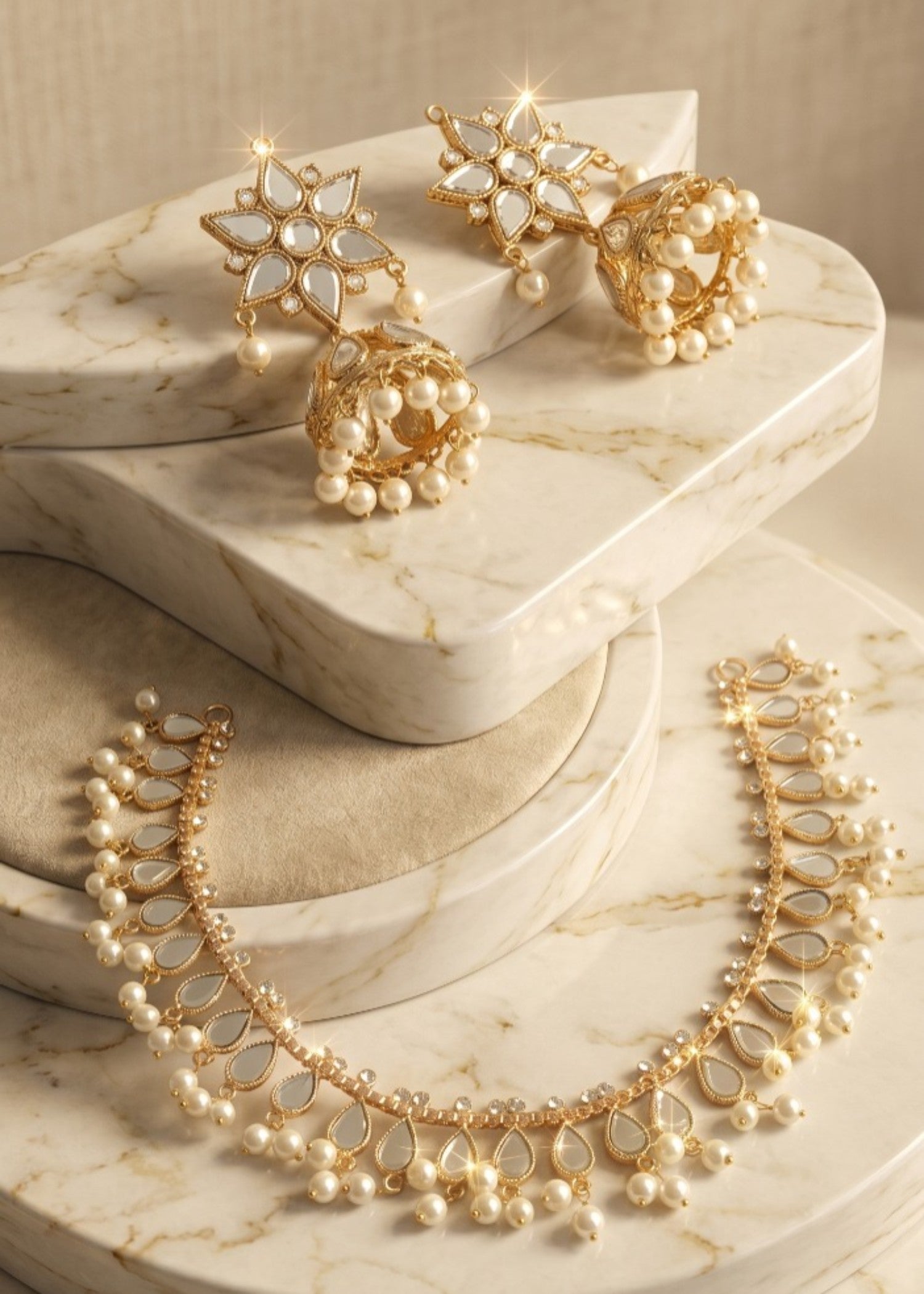 Jewelry Set in Off-white Color by - Trendy Women Jewelry Set RPW7070