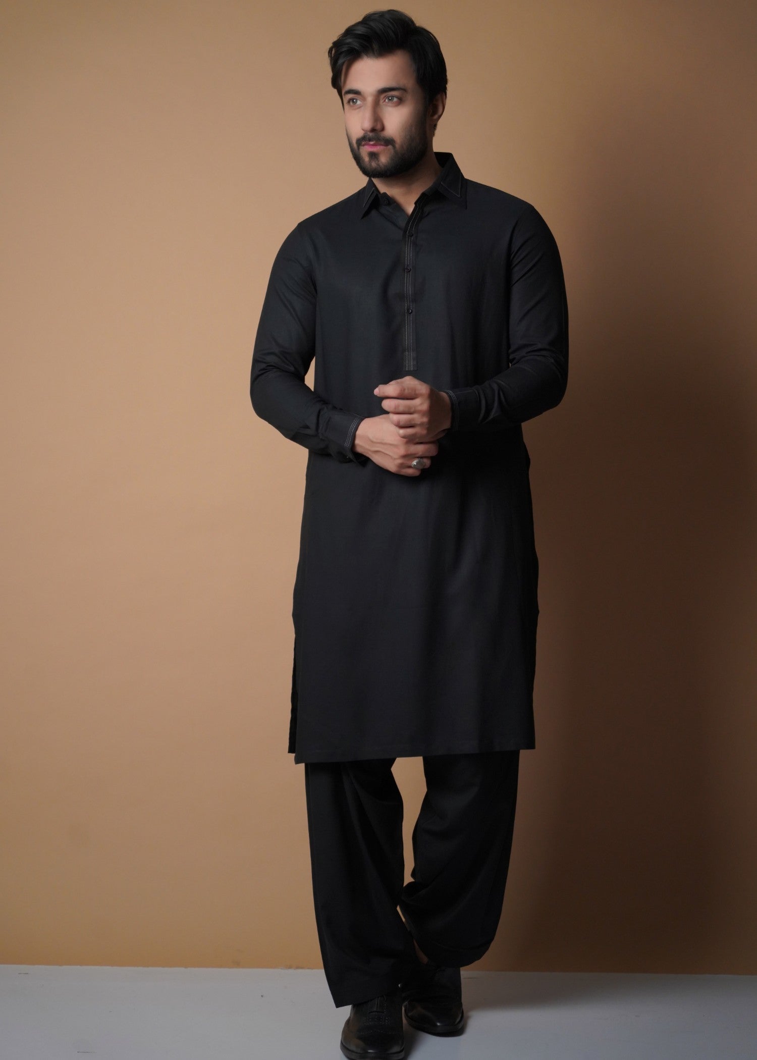 cotton viscose Shalwar Kameez in Black
