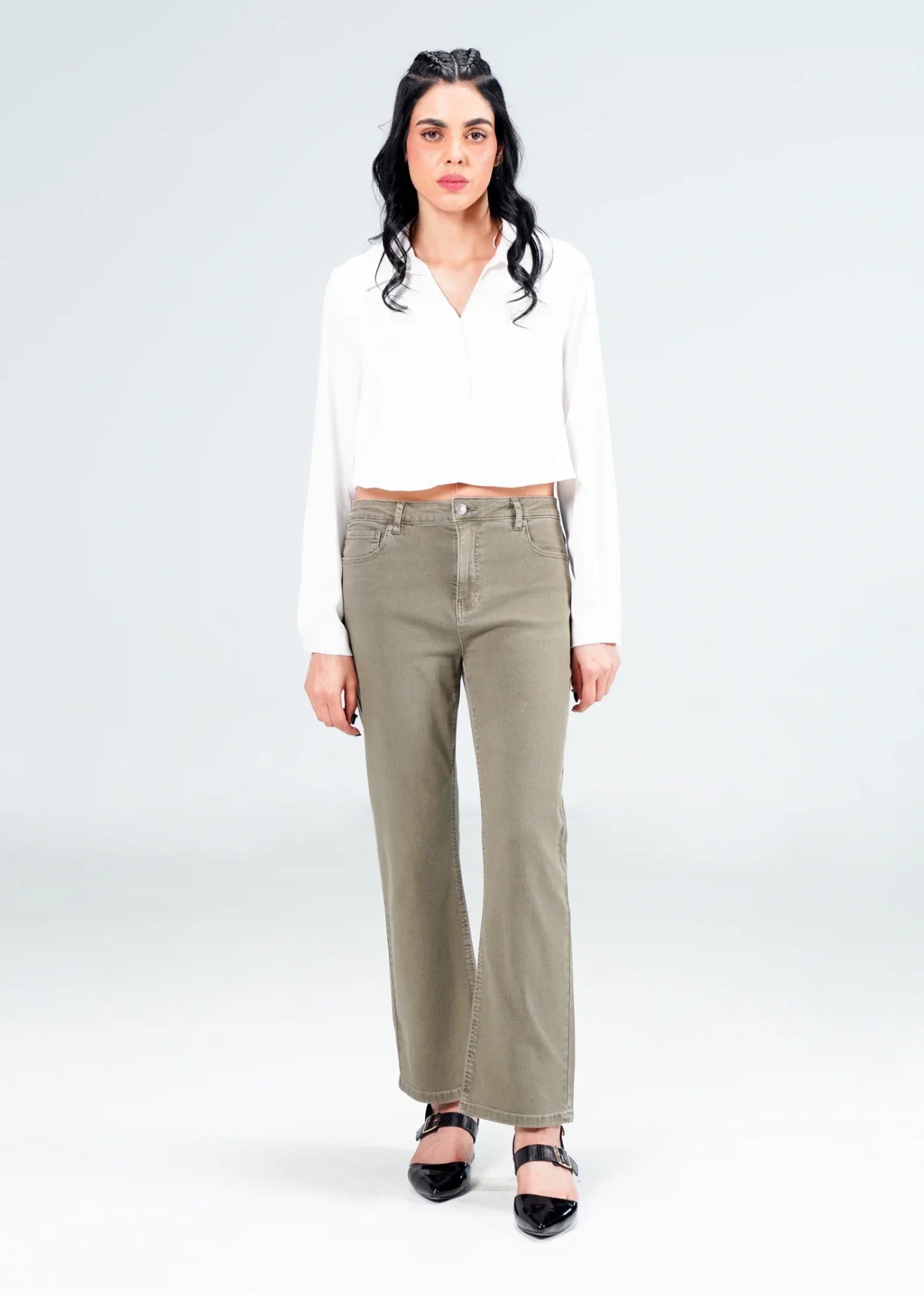 stretch denim Jeans in Sage green