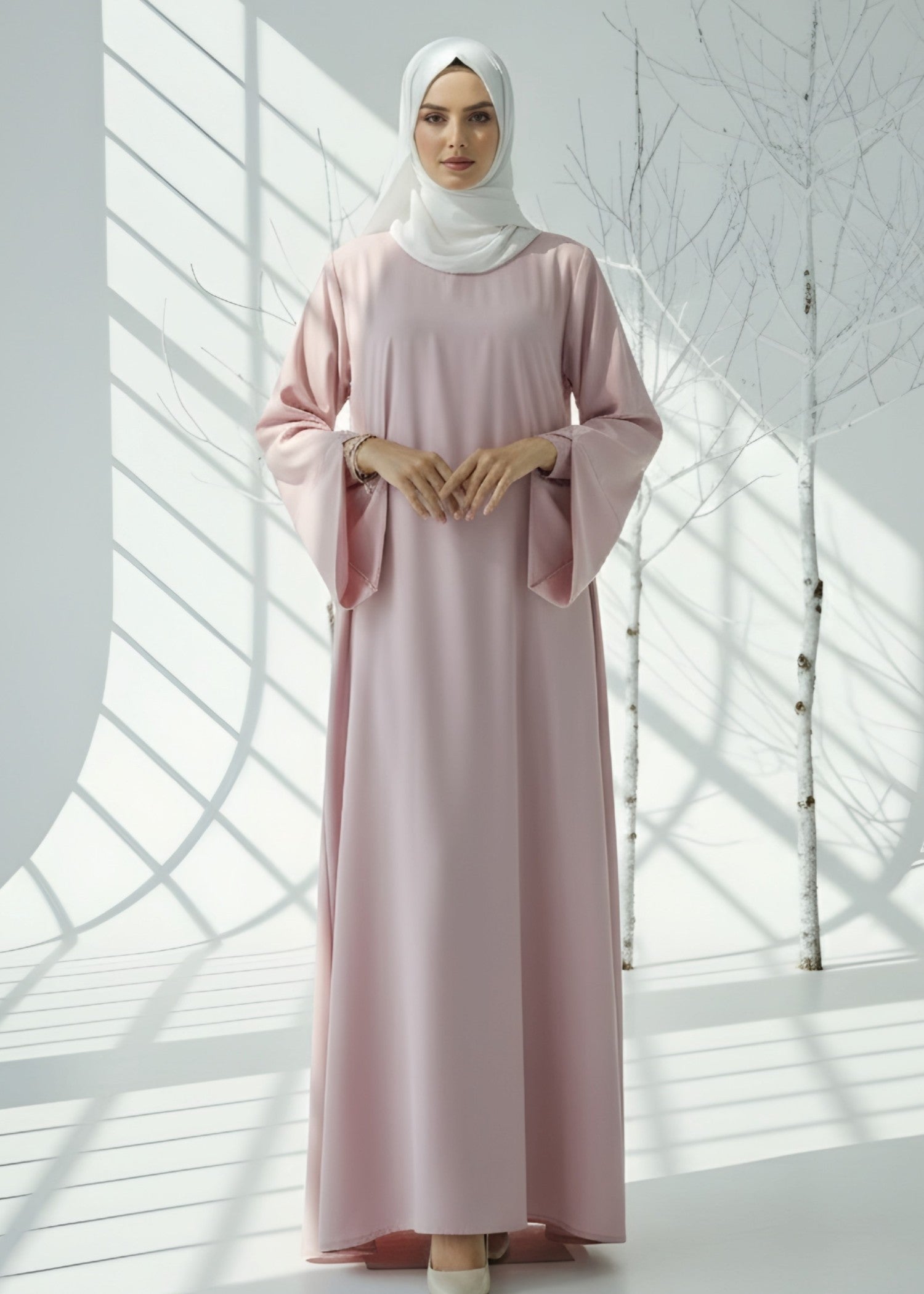 nidha blend Abaya in Blush pink