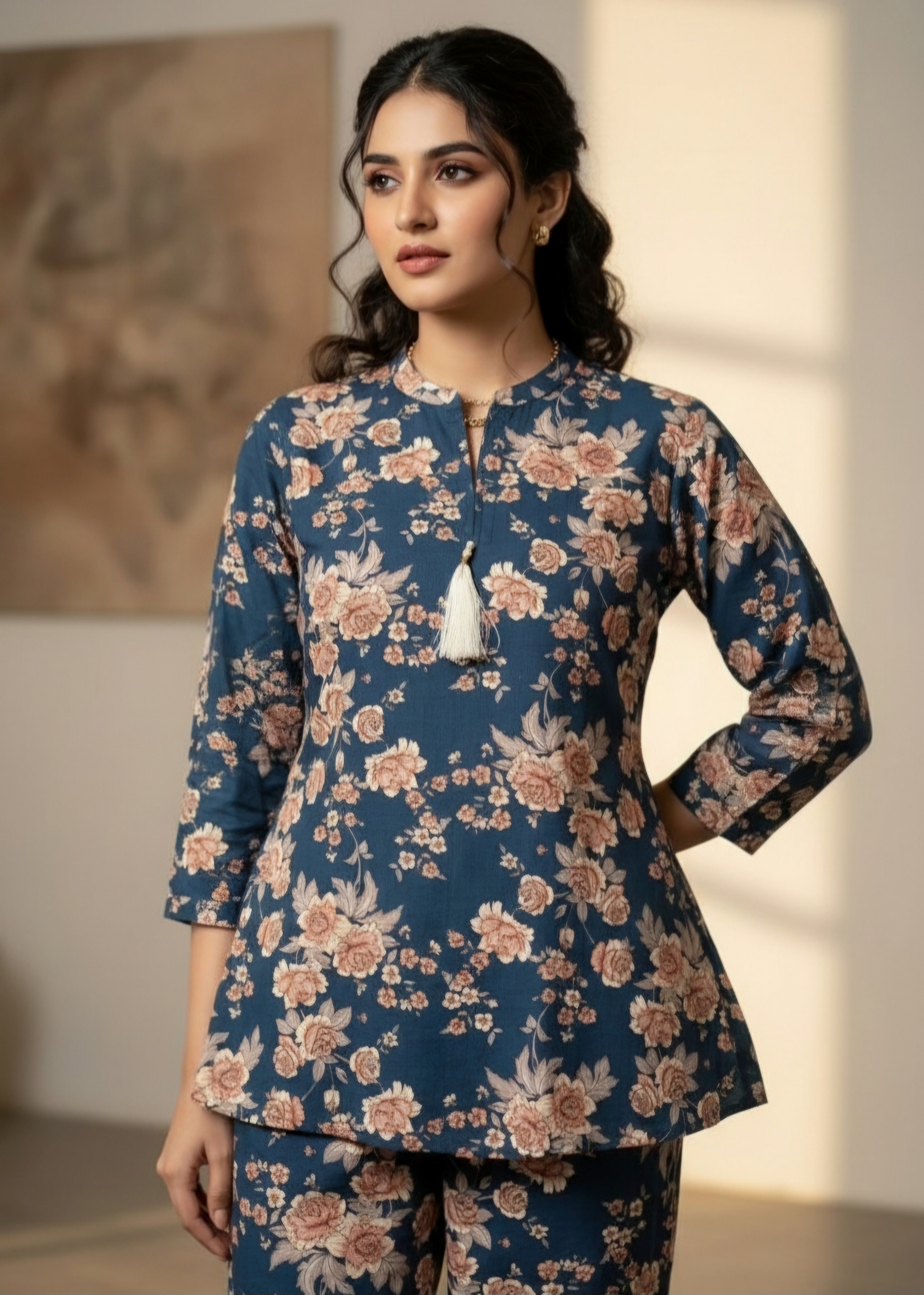 slub khaddar Co Ord Sets in Teal