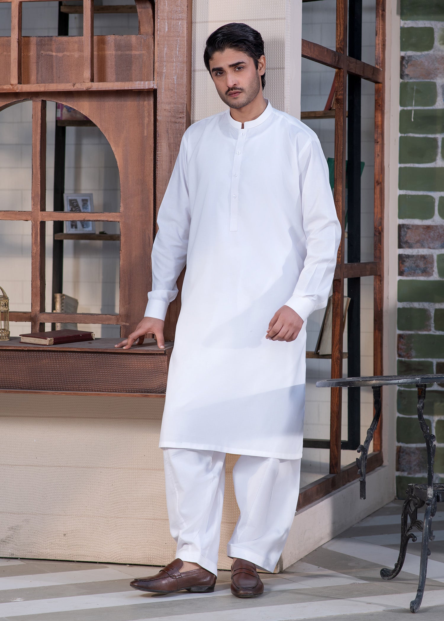 wash & wear Shalwar Kameez in Off-white by Buraq