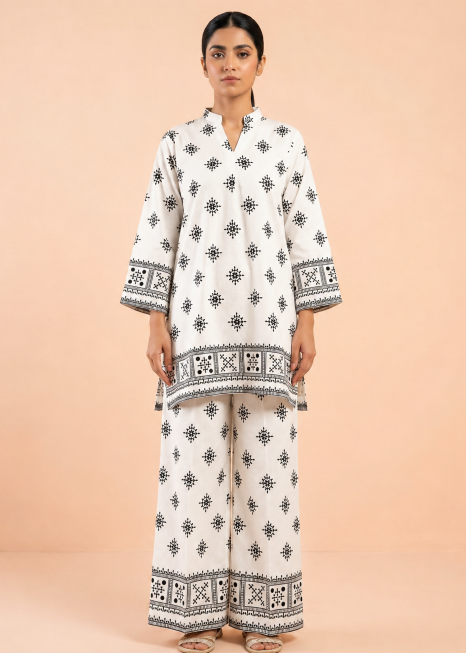 linen Co Ord Sets in White, jet black