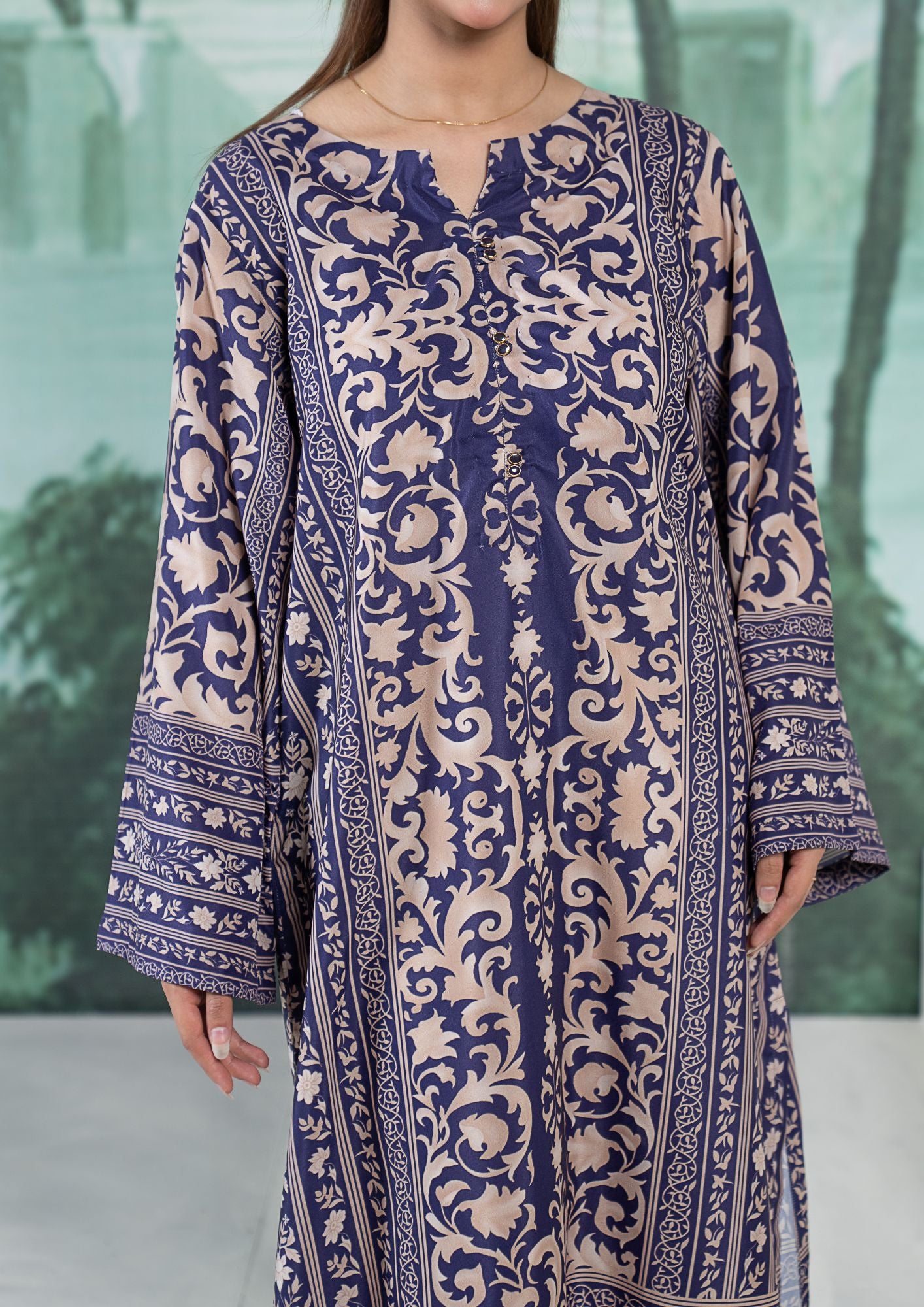 arabic lawn Kaftan in Navy blue